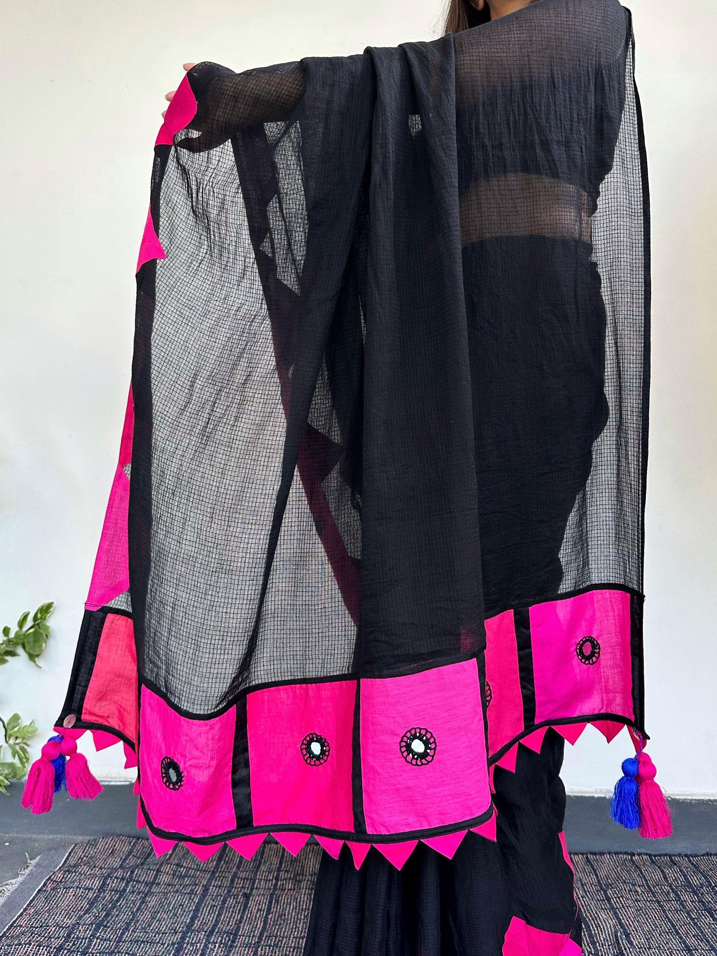 गुलाबो (Gulabo) Kota Cotton Black Saree