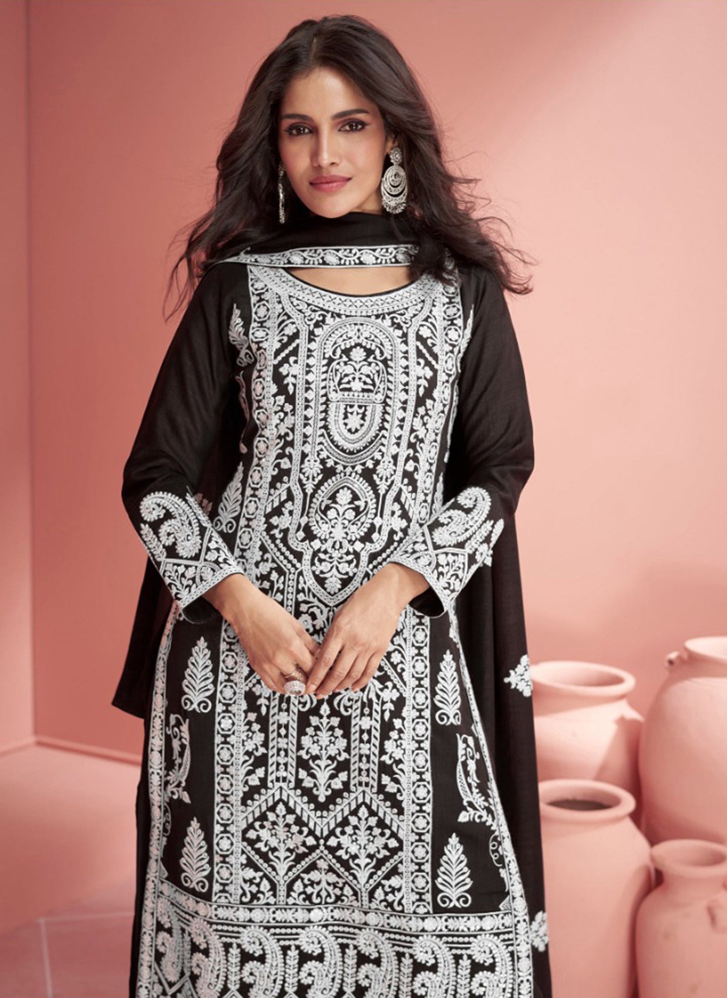 Black embroidered Georgette Surya salwar suit