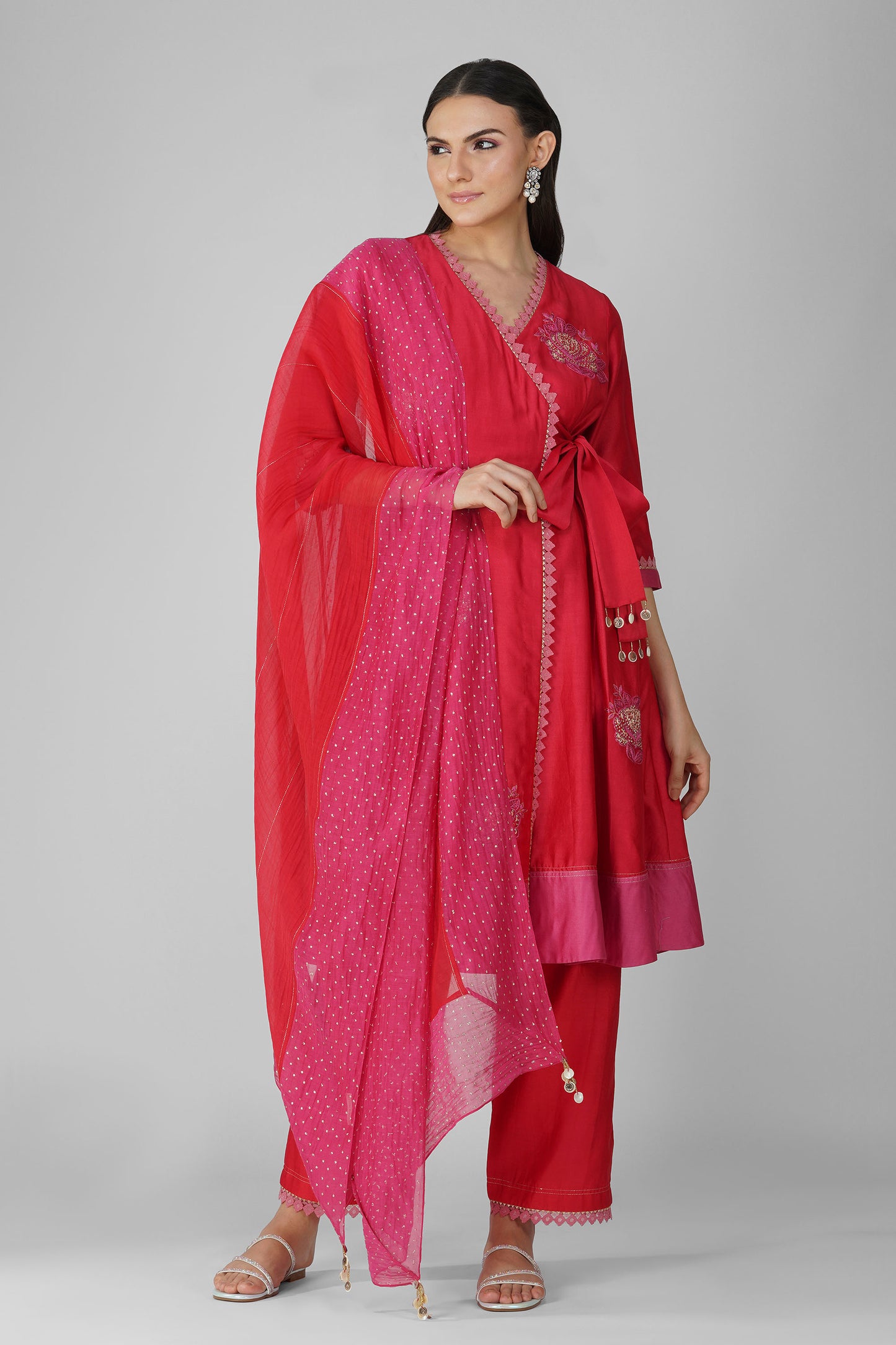 Starry Rose RedTwo-Tone Angrakha Set