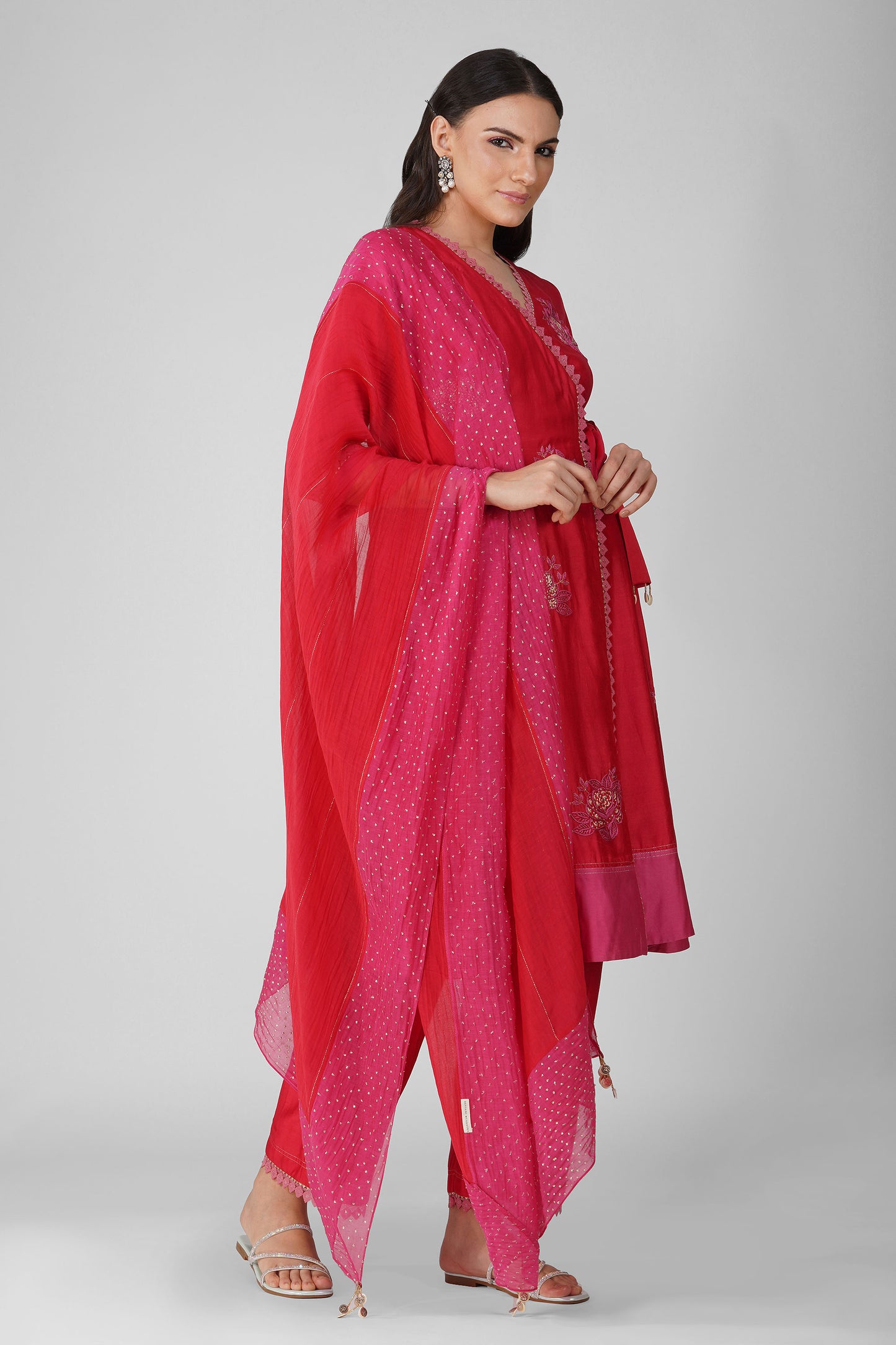 Starry Rose RedTwo-Tone Angrakha Set