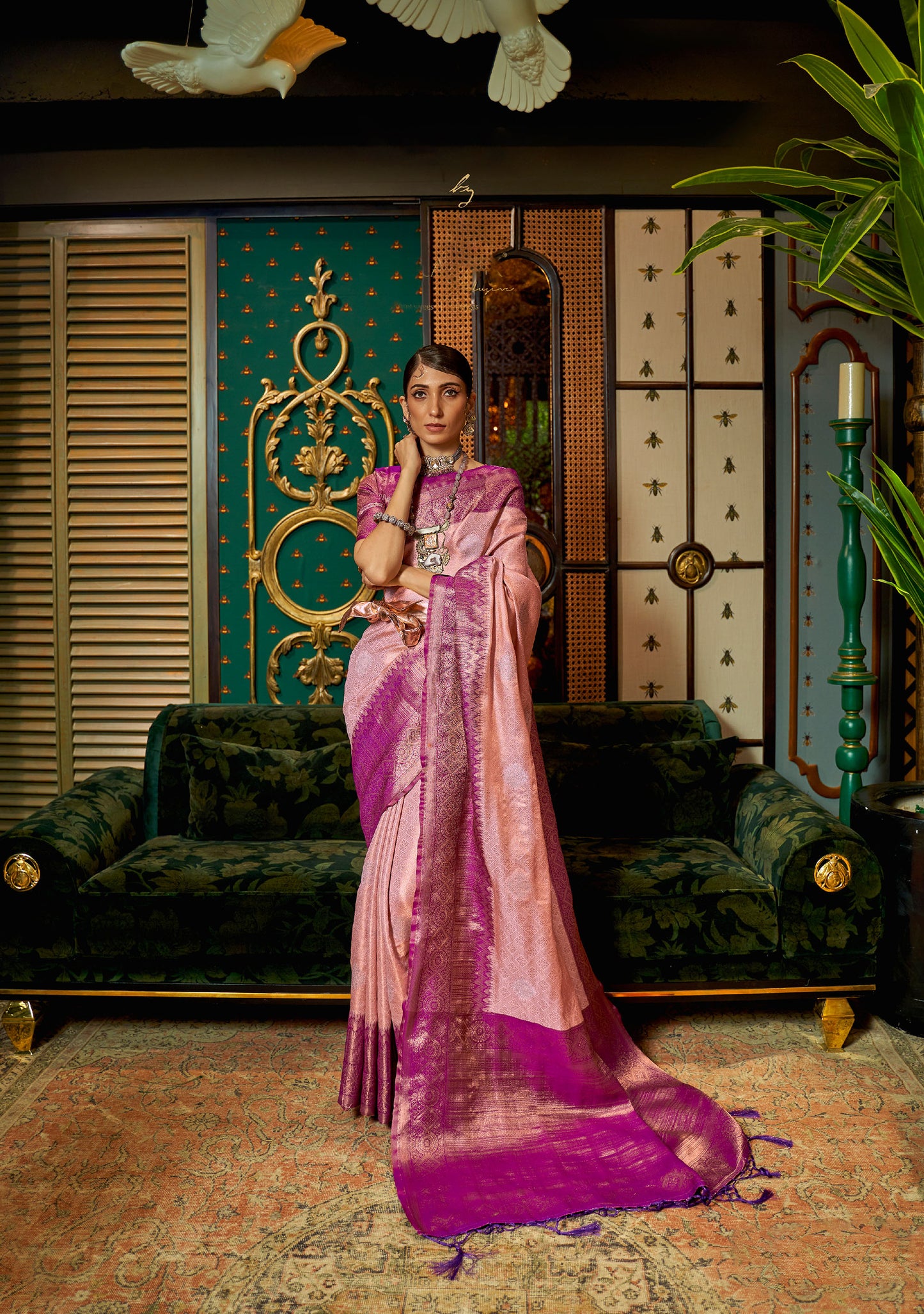 Lavender Kanishka Zari Handloom Silk Saree