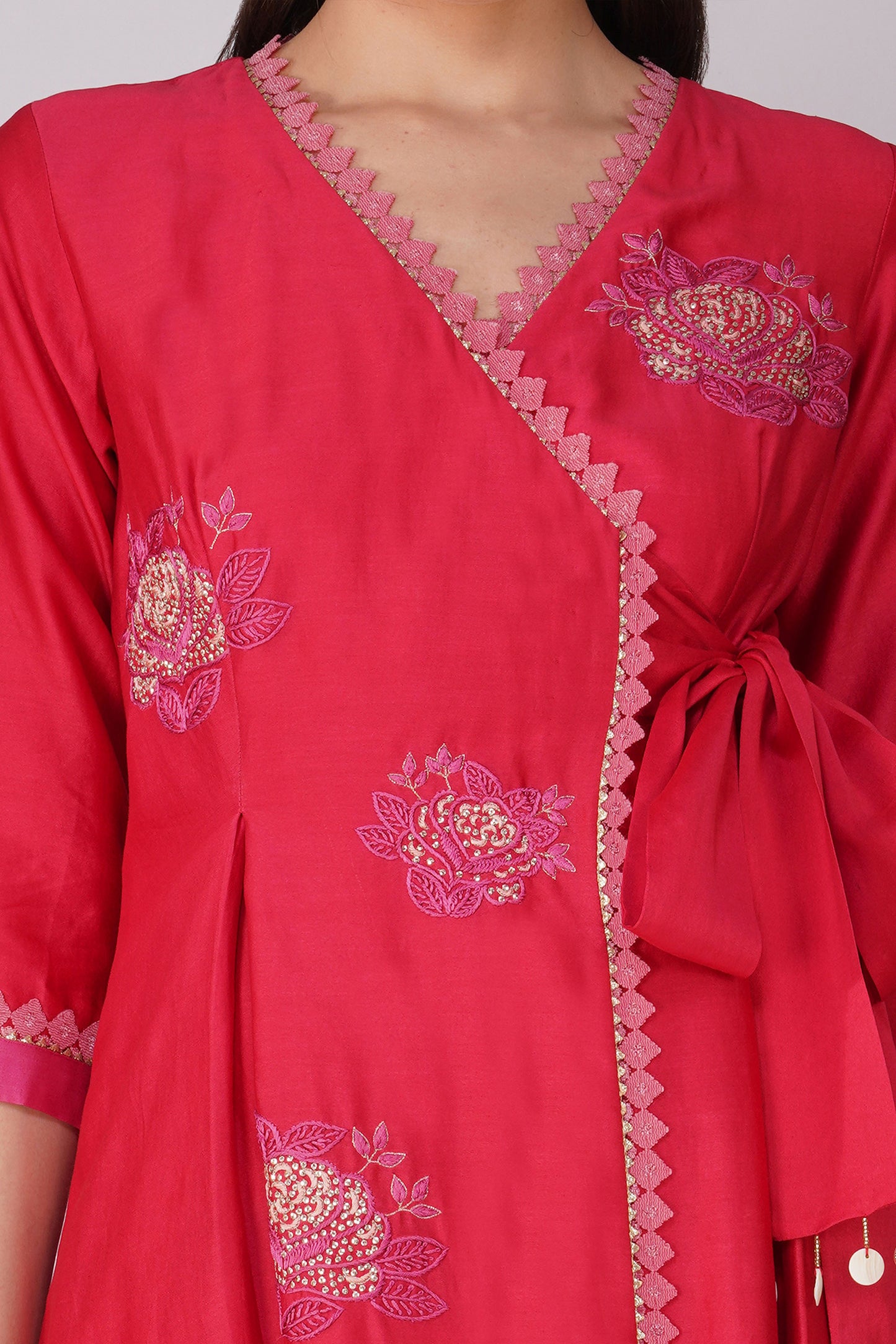 Starry Rose RedTwo-Tone Angrakha Set