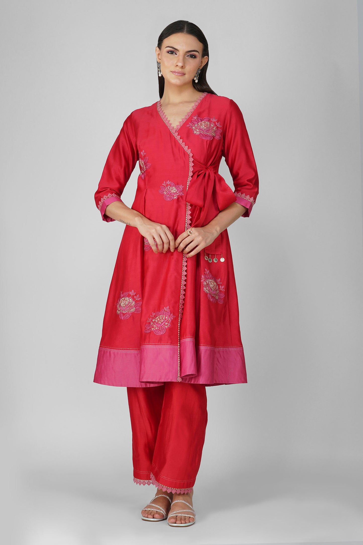 Starry Rose RedTwo-Tone Angrakha Set