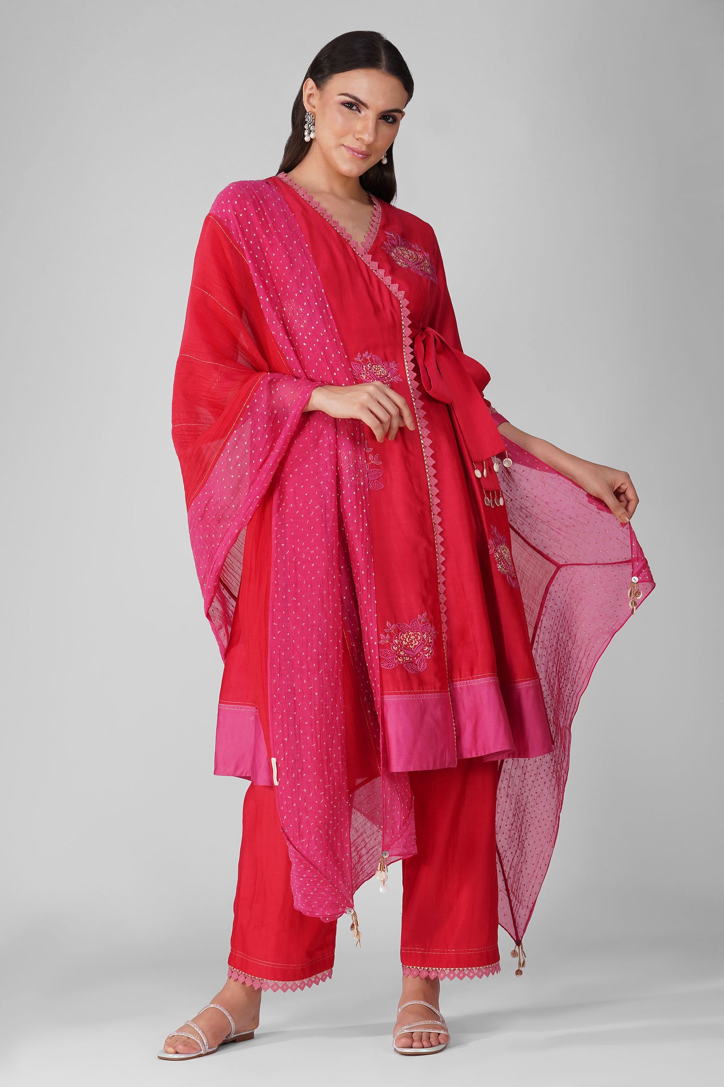 Starry Rose RedTwo-Tone Angrakha Set