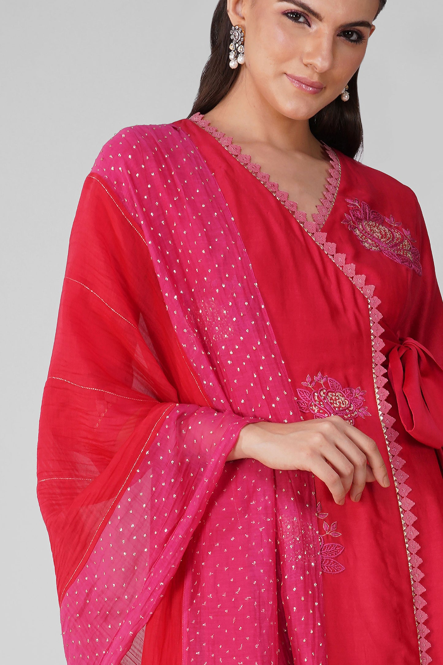 Starry Rose RedTwo-Tone Angrakha Set