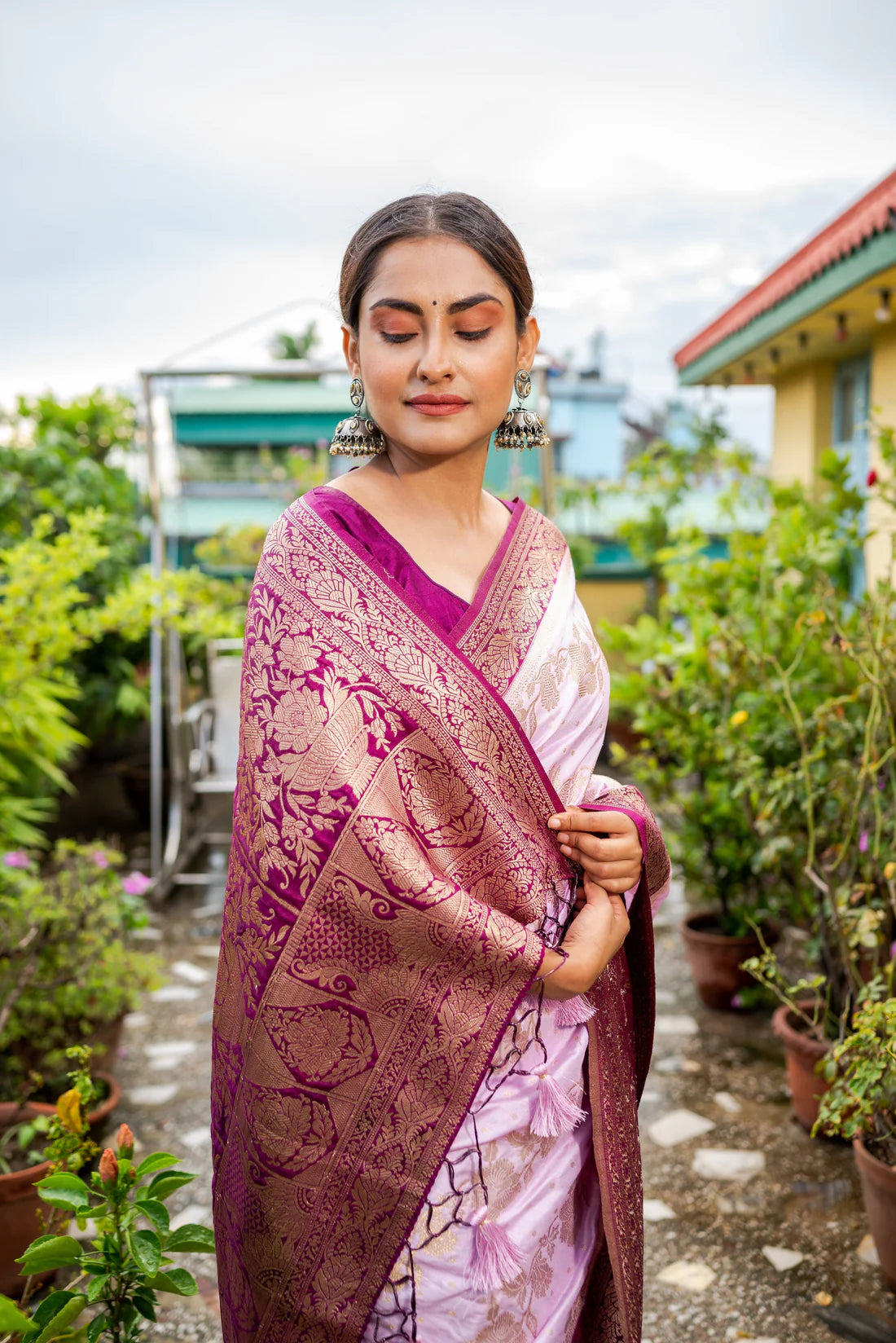 Purple Princess Viscose Silk Handloom saree