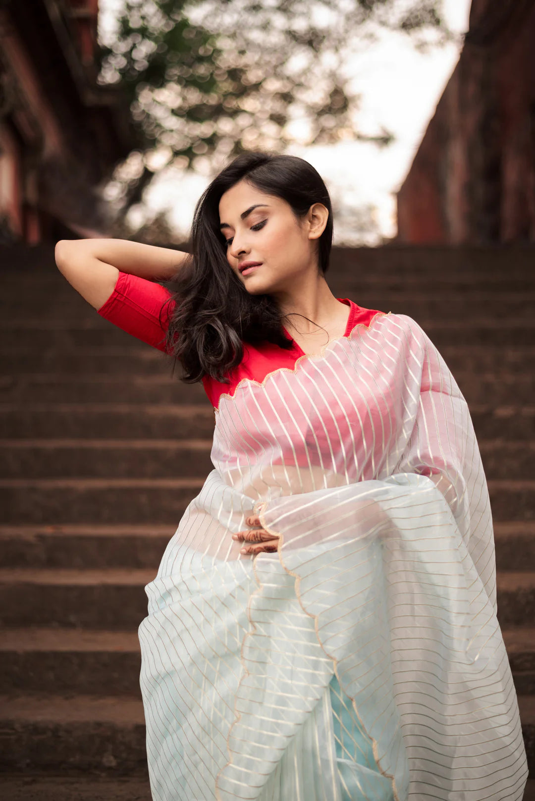 Kala White Organza Handloom saree