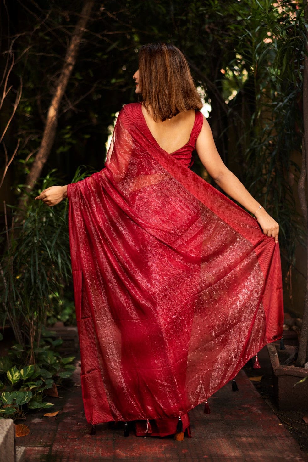 Simran Red Georgette Handloom saree