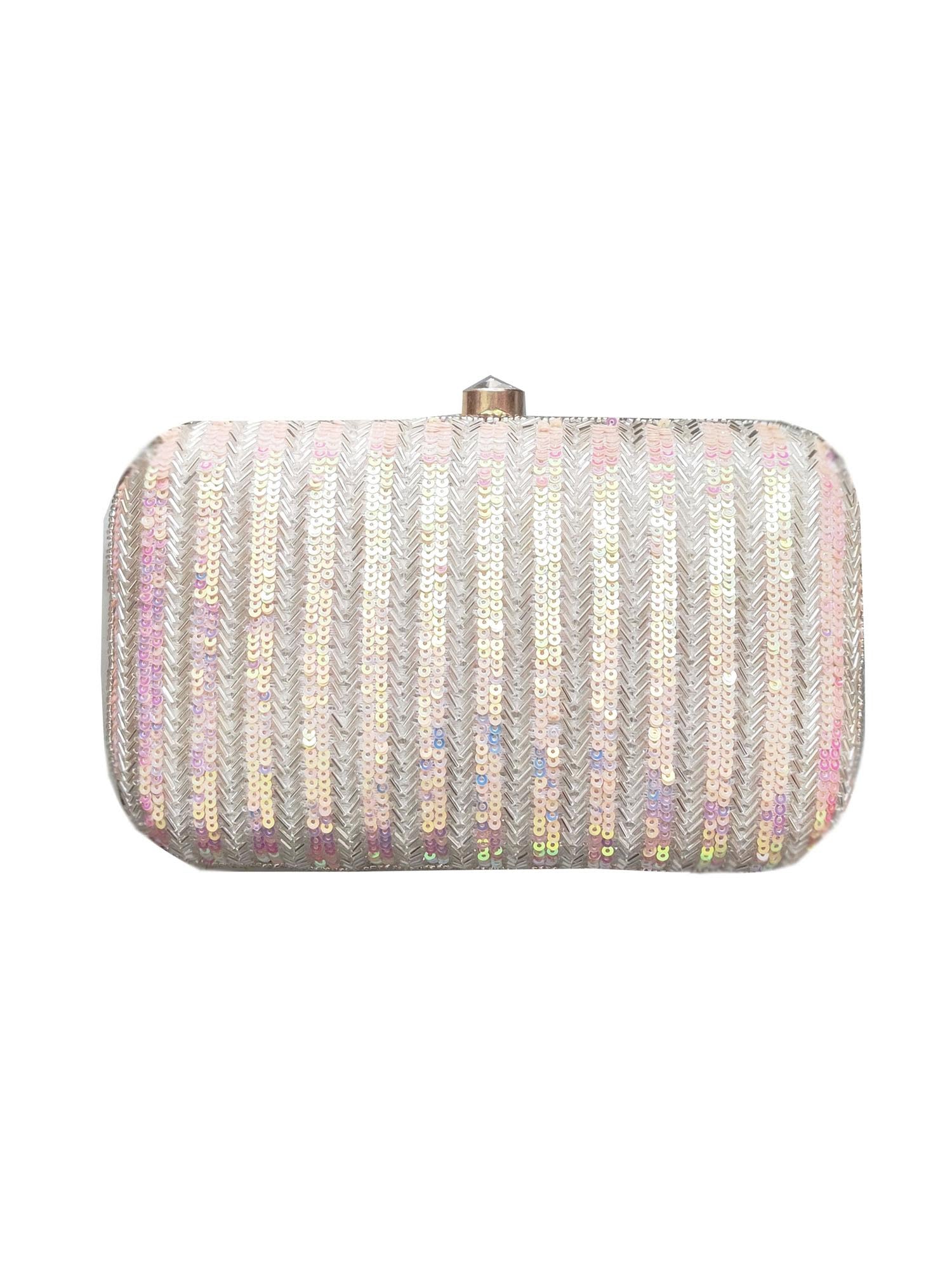 White Rainbow Hand Embroidered Clutch