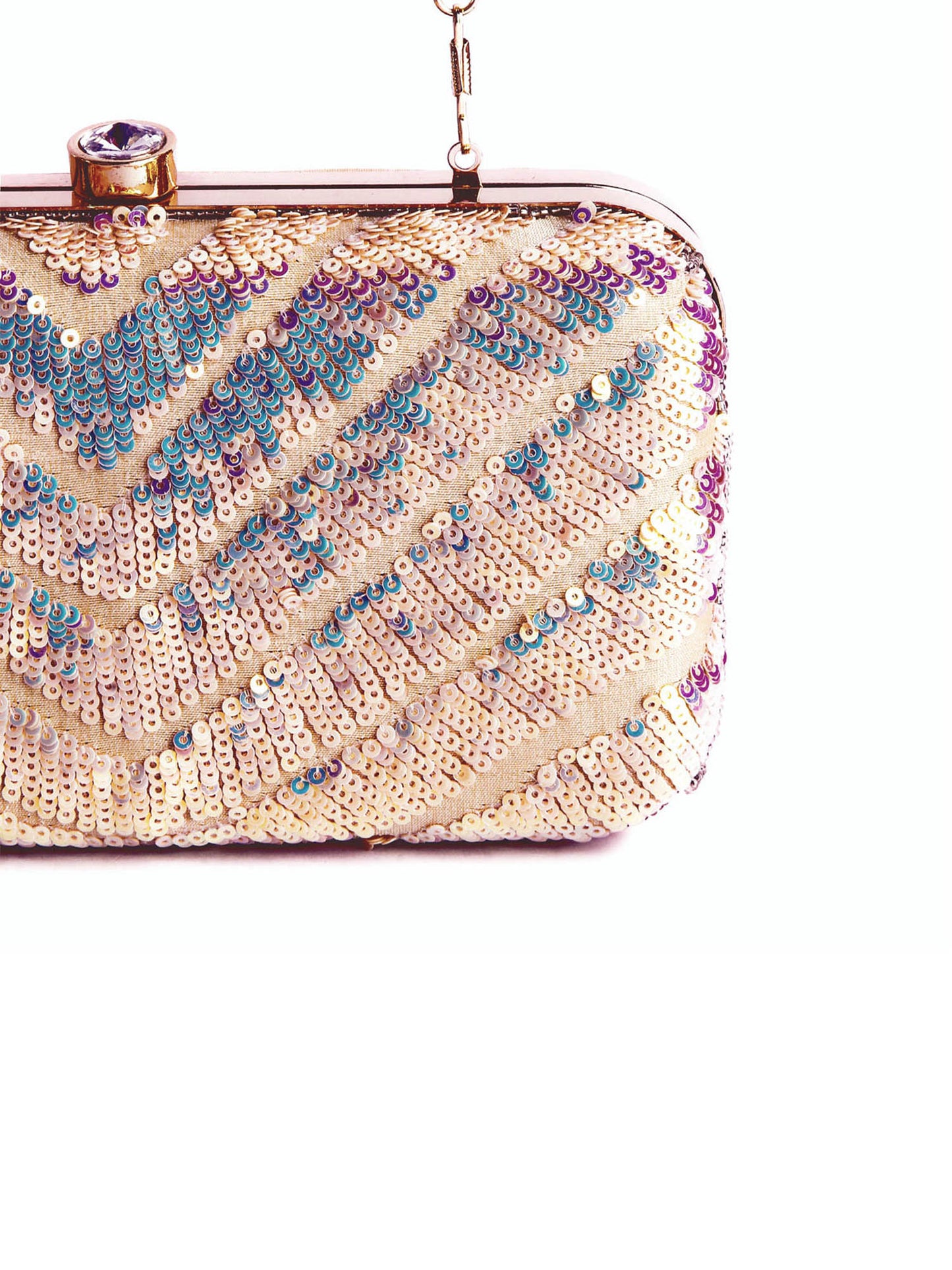 Pink Radiant Shimmer Sequins in Zigzag Clutch