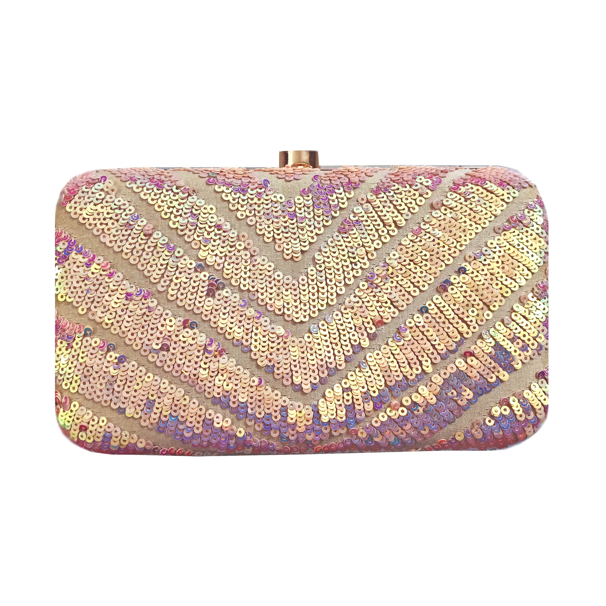 Pink Radiant Shimmer Sequins in Zigzag Clutch