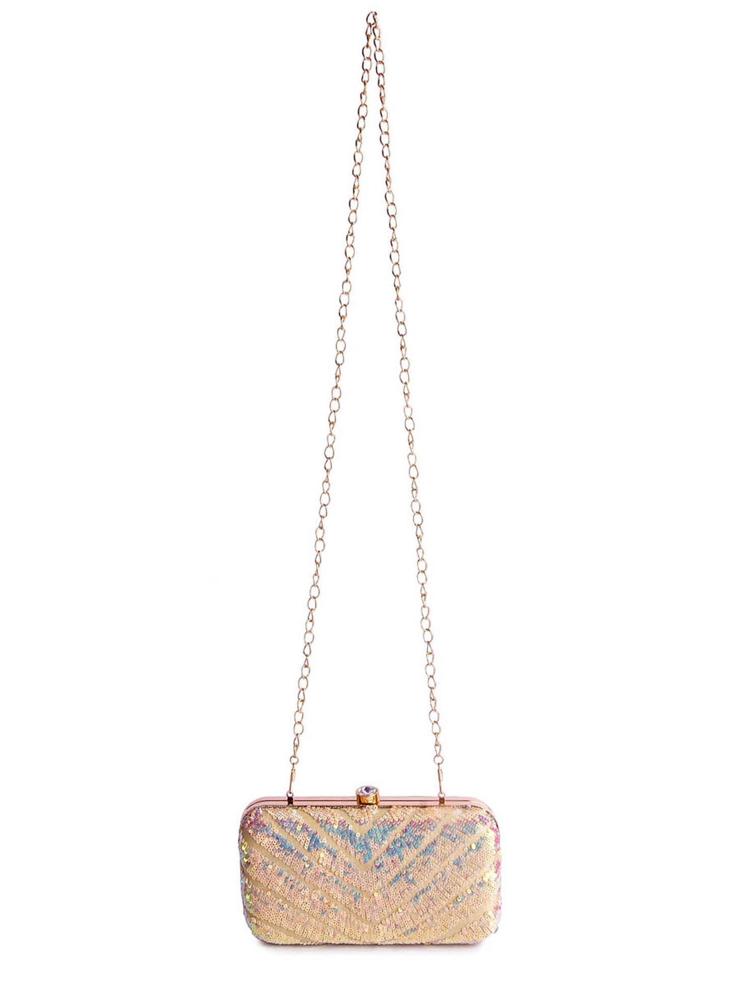 Pink Radiant Shimmer Sequins in Zigzag Clutch