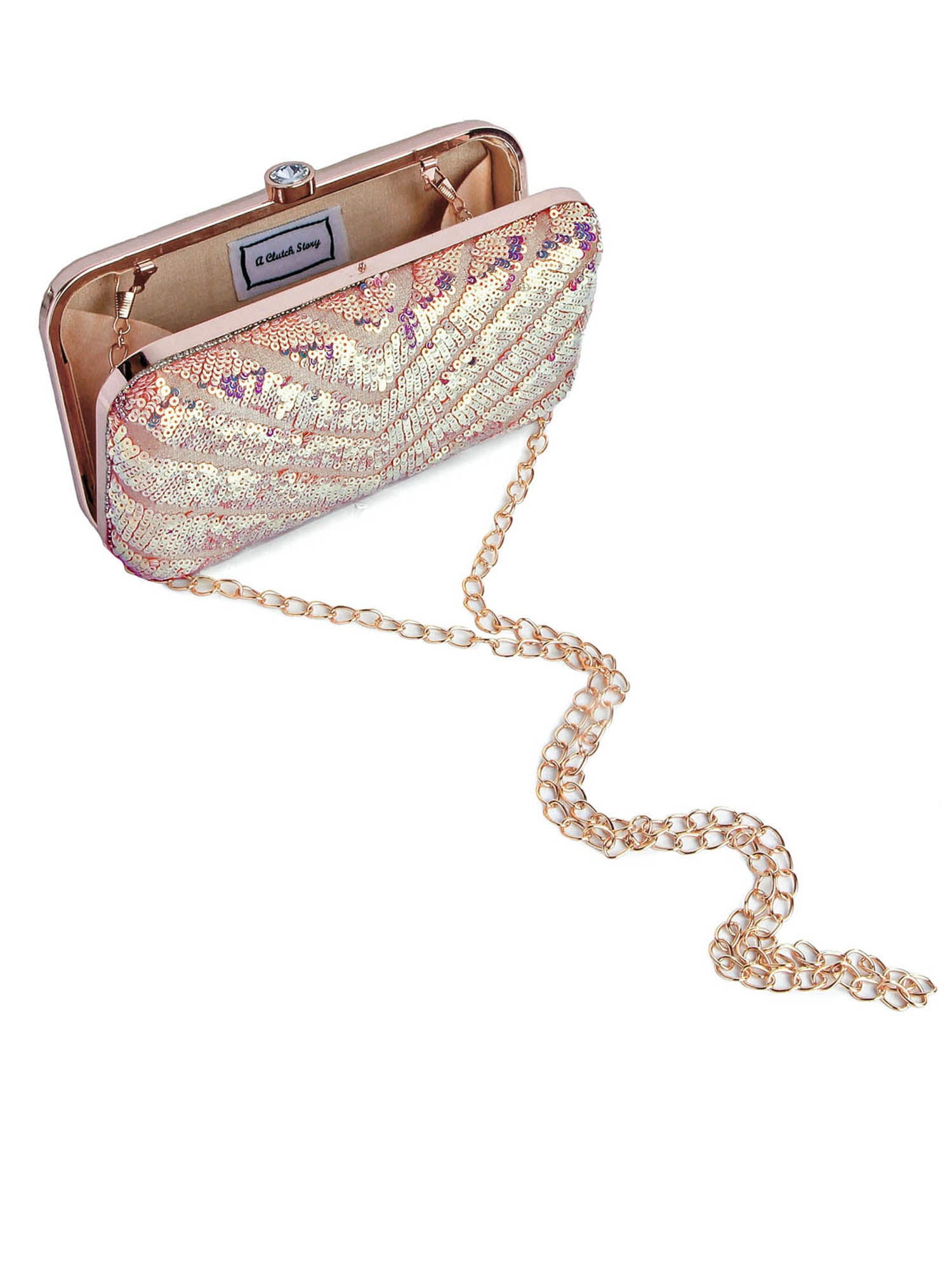 Pink Radiant Shimmer Sequins in Zigzag Clutch