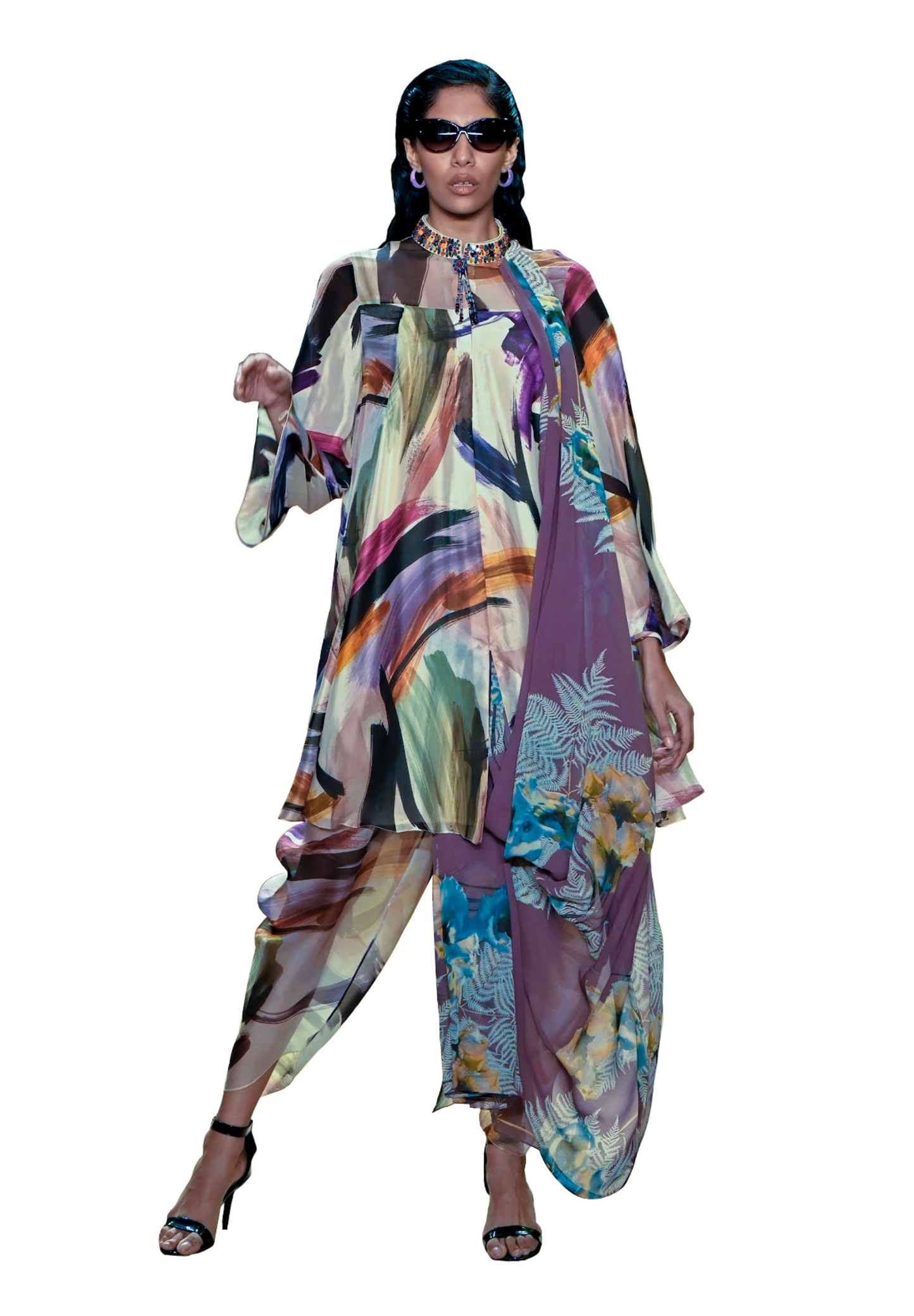 Mutli-coloured print Printed kurta and dhoti