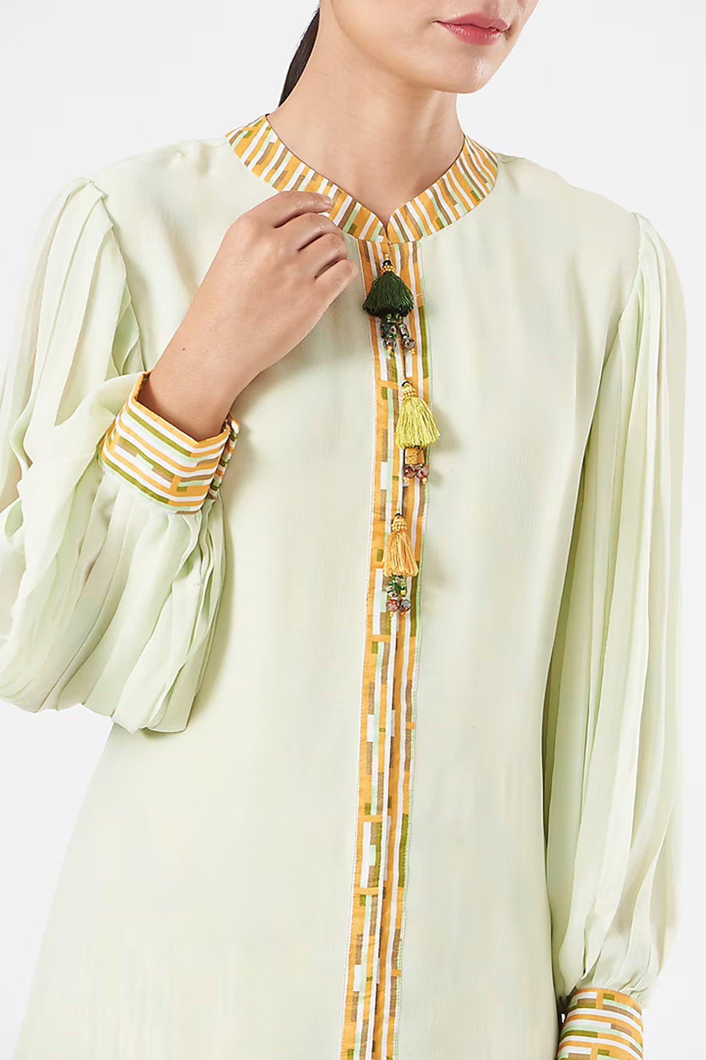 Mint Green & Yellow Limited Edition Designer Pant Set