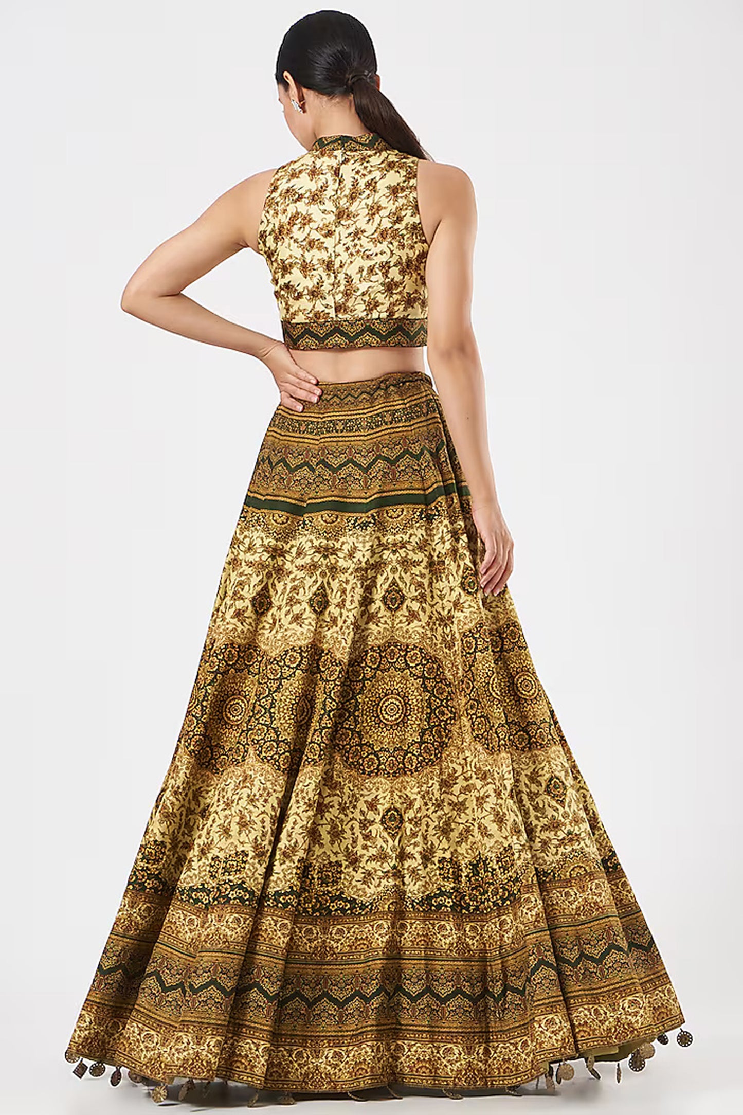 Multi Coloured Pure Silk Printed Limited Edition Designer Skirt Set