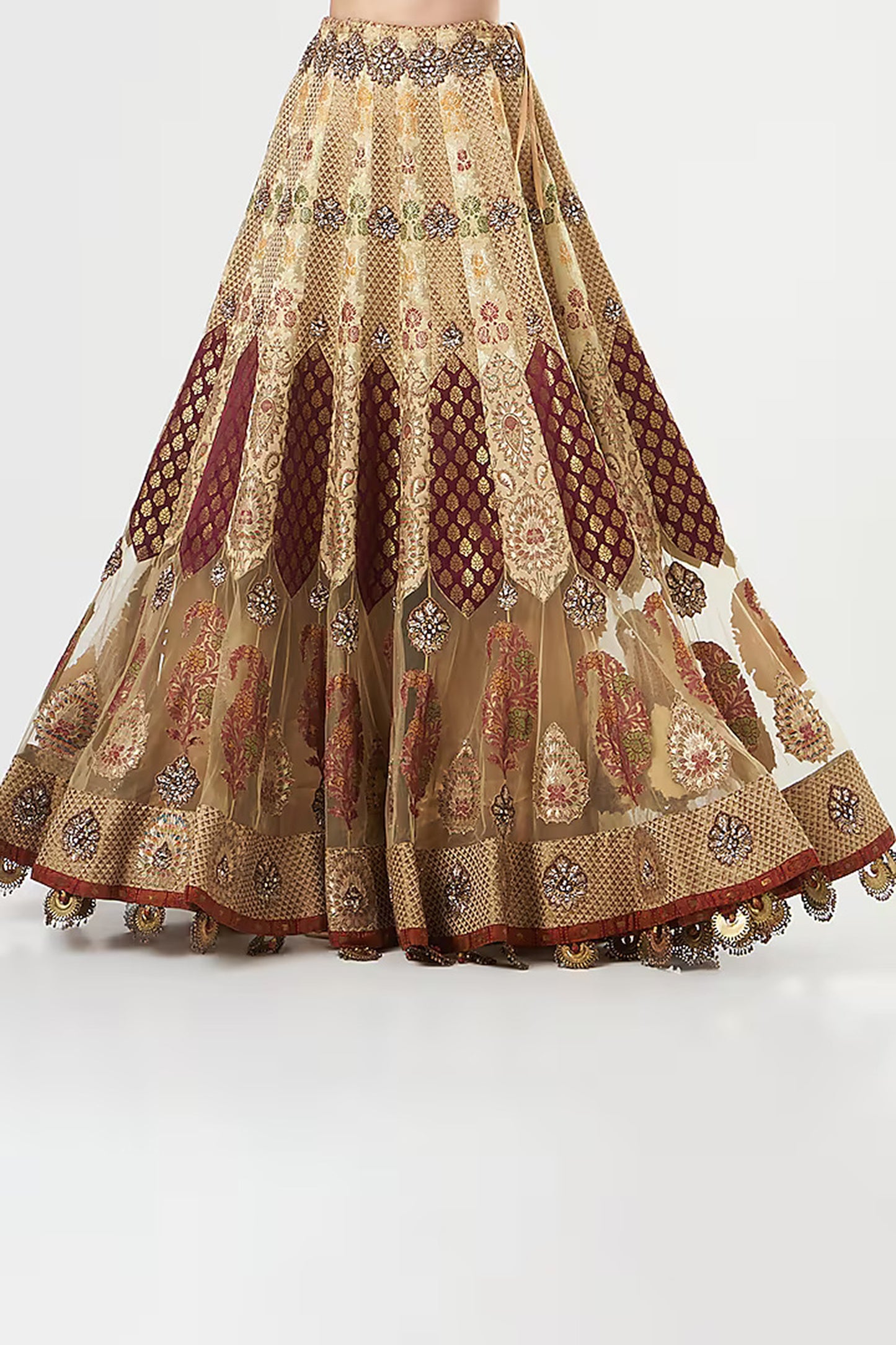 Gold French Net Hand Embroidered Limited Edition Designer Lehenga Set