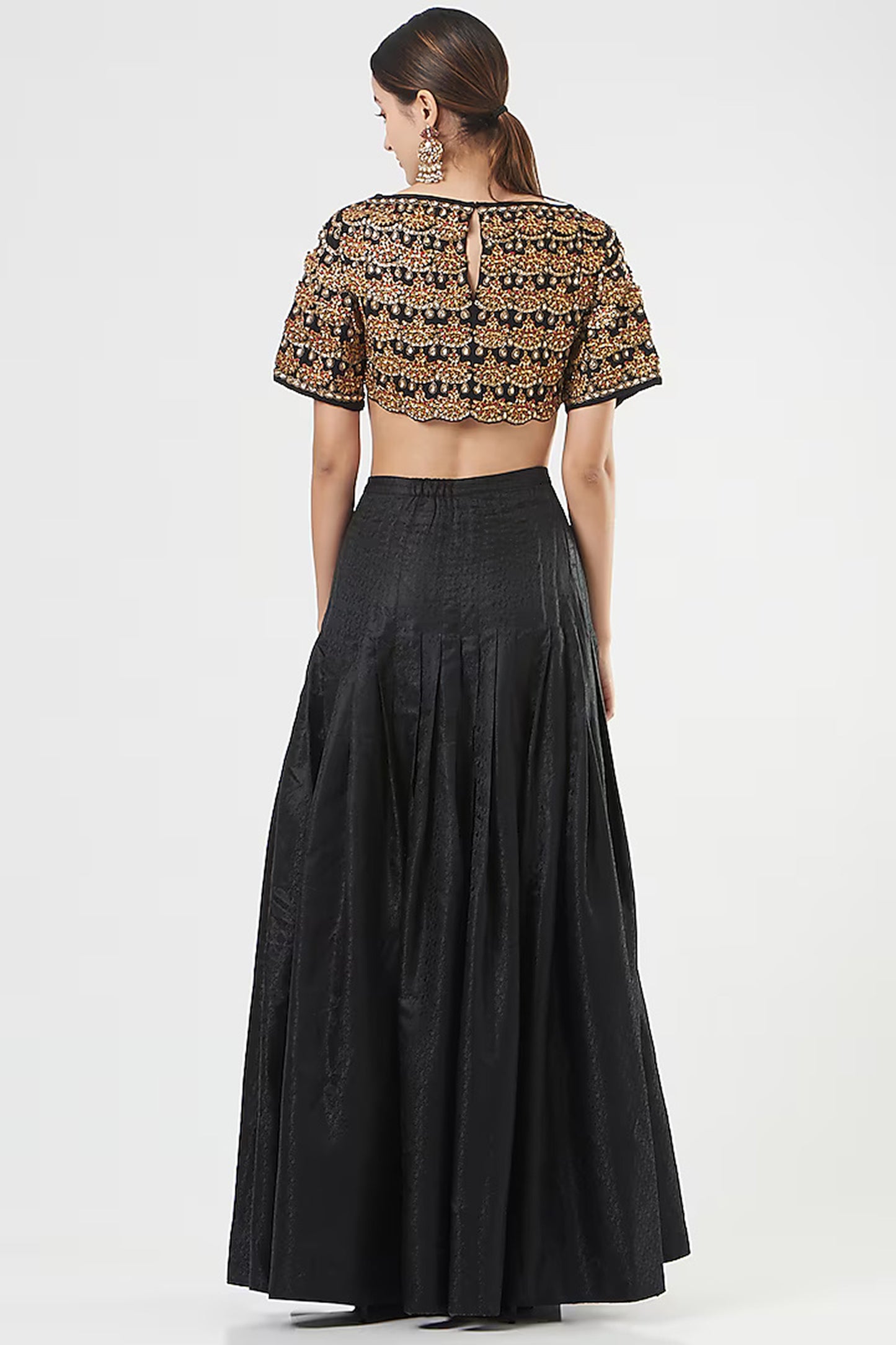 Black Italian Silk Limited Edition Designer Skirt Set