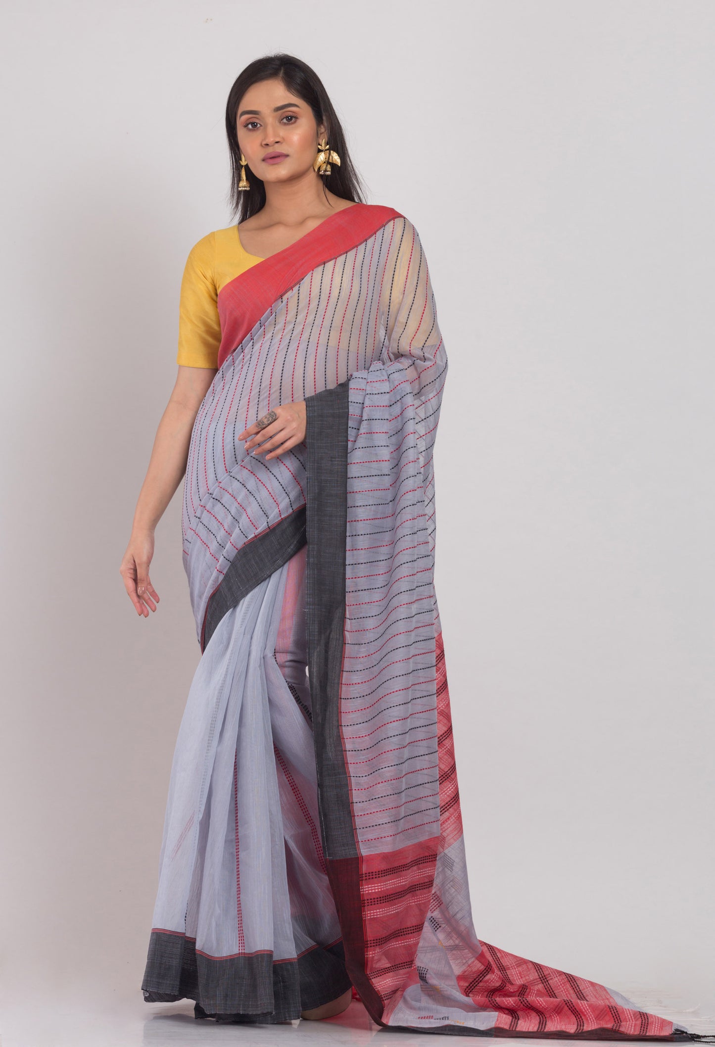 Silver Grey Handloom Saree