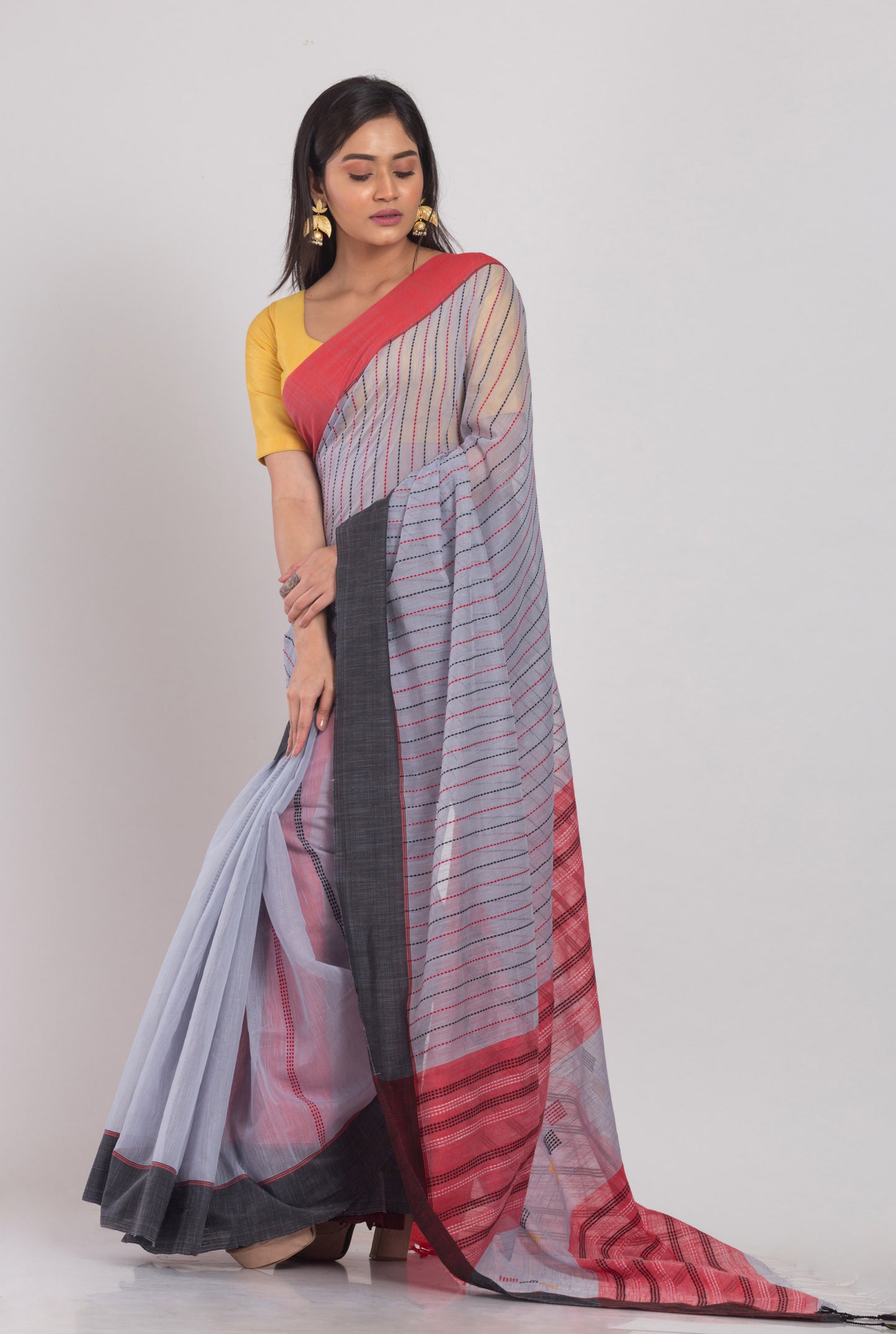 Silver Grey Handloom Saree