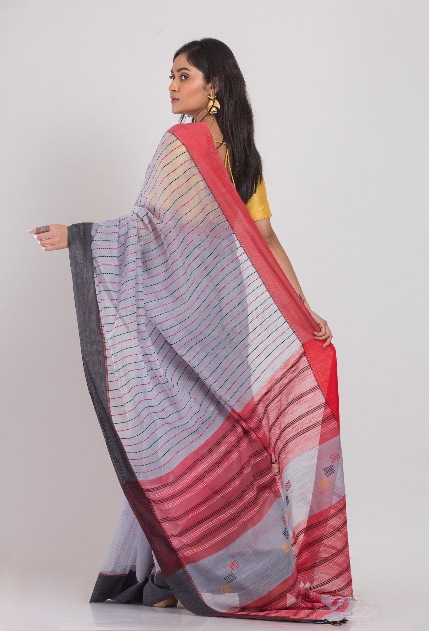 Silver Grey Handloom Saree