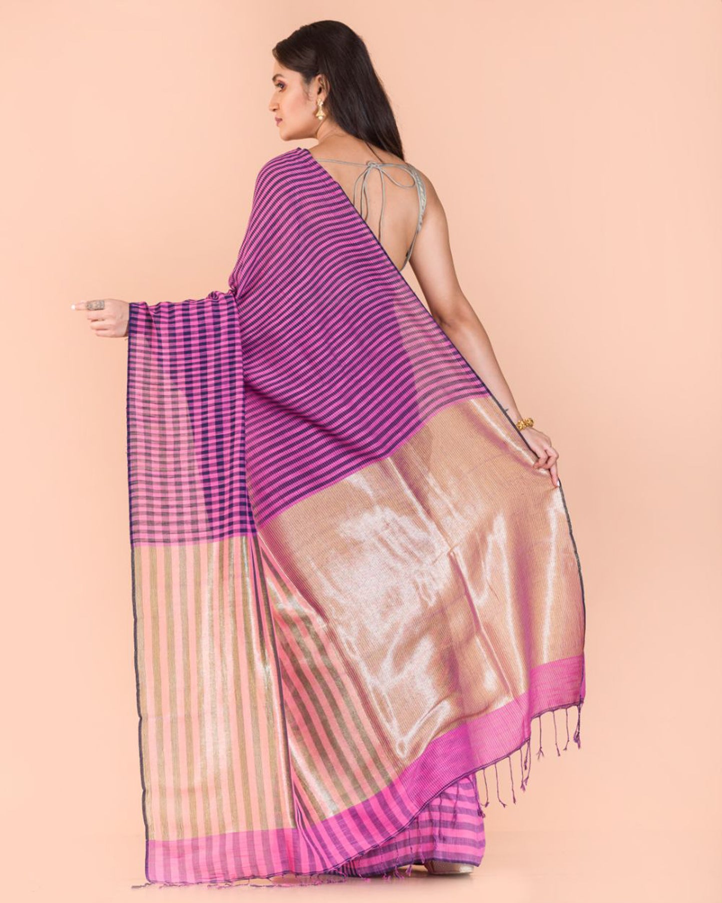 Pink Handwoven Cotton Saree