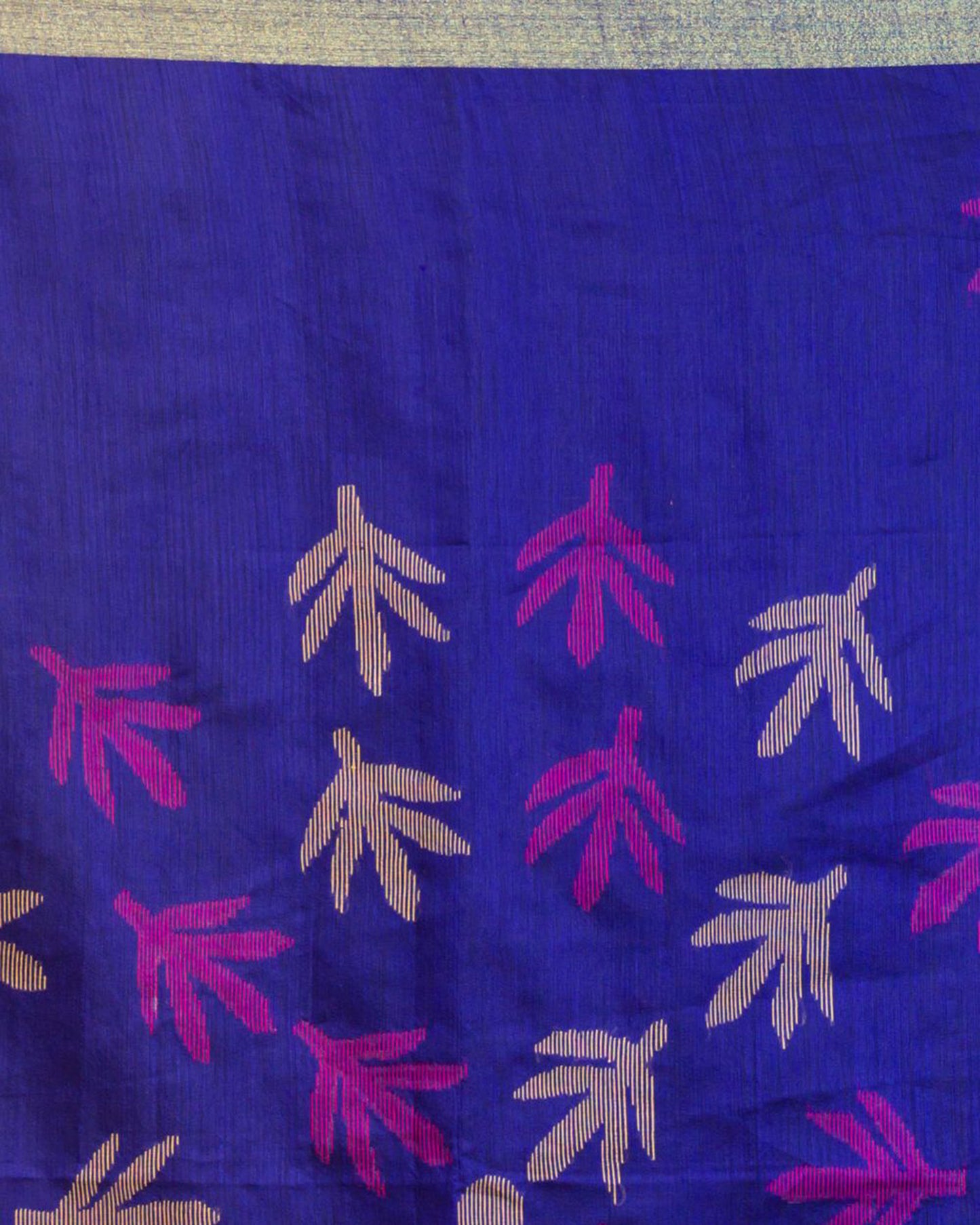 Blue Blended Cotton Jamdani Saree