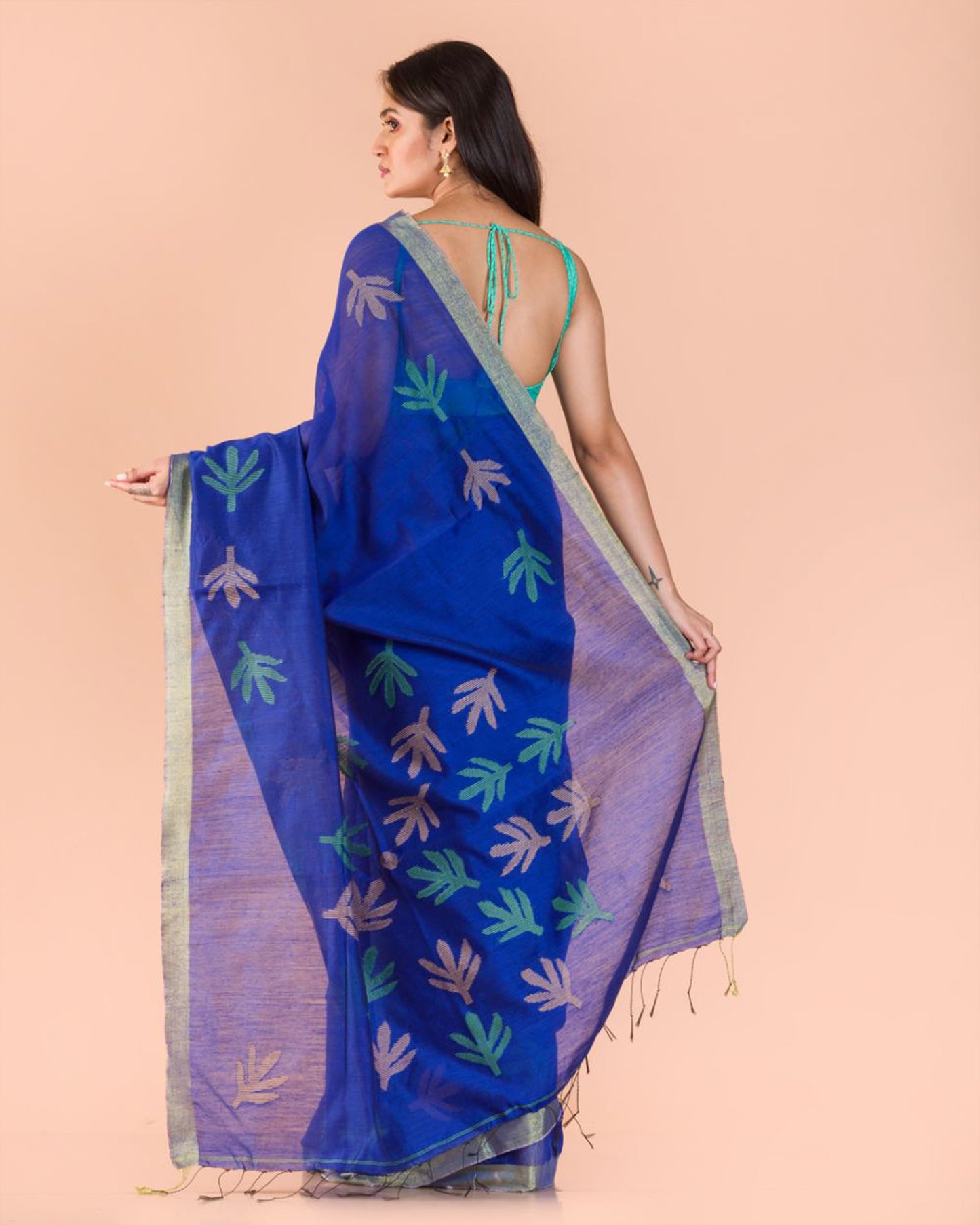 Azure Blue Handwoven Jamdani Saree