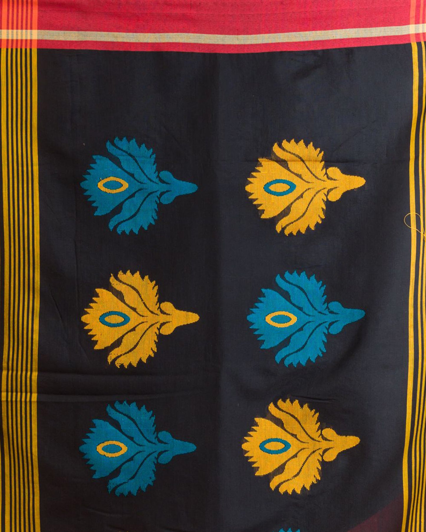 Yellow Handwoven Blended Cotton Saree