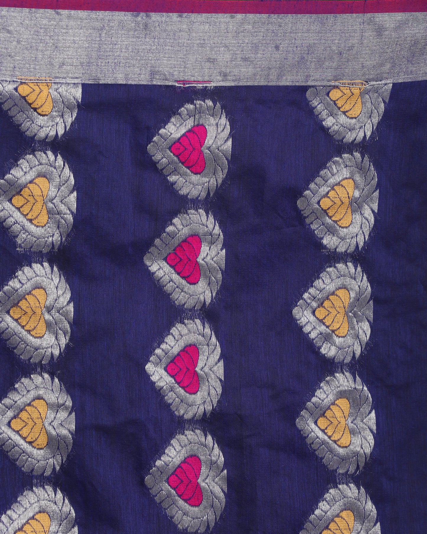 Royal Blue Cotton Blend Handloom Jamdani Saree