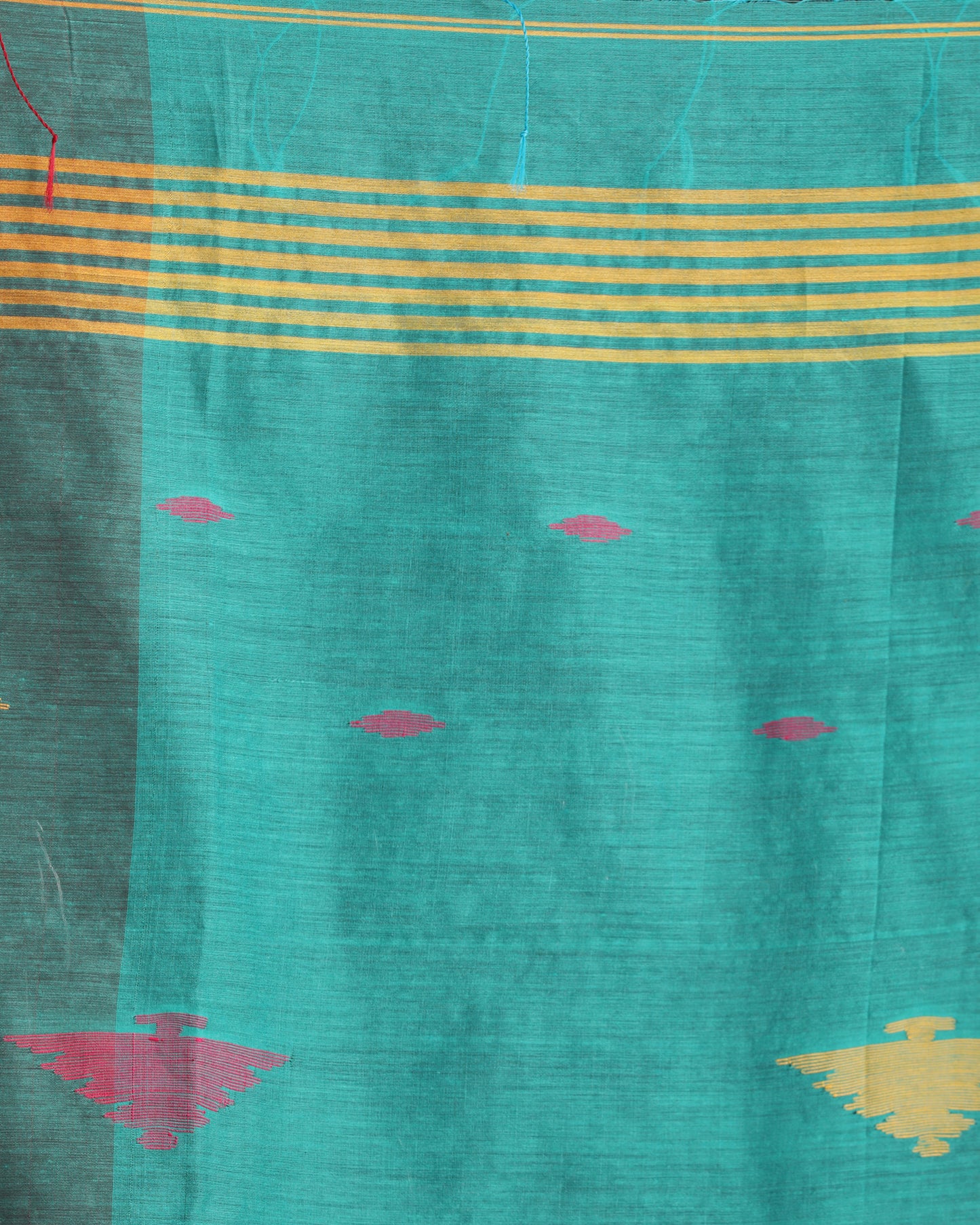 Fuchsia Turquoise Cotton Blend Handloom Tie Dye Jamdani Saree