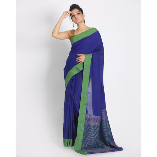 Bengal blue handwoven Mol Mol cotton saree