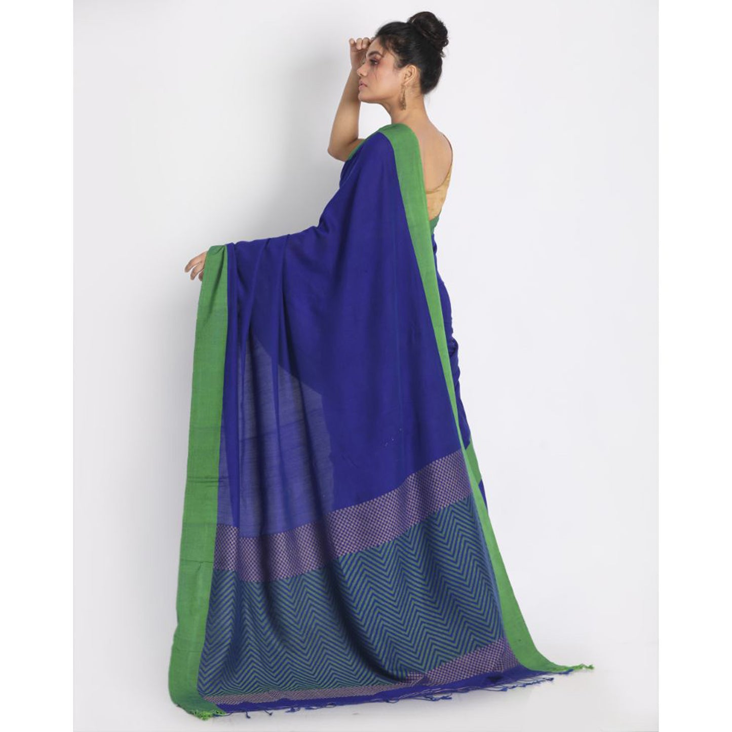 Bengal blue handwoven Mol Mol cotton saree