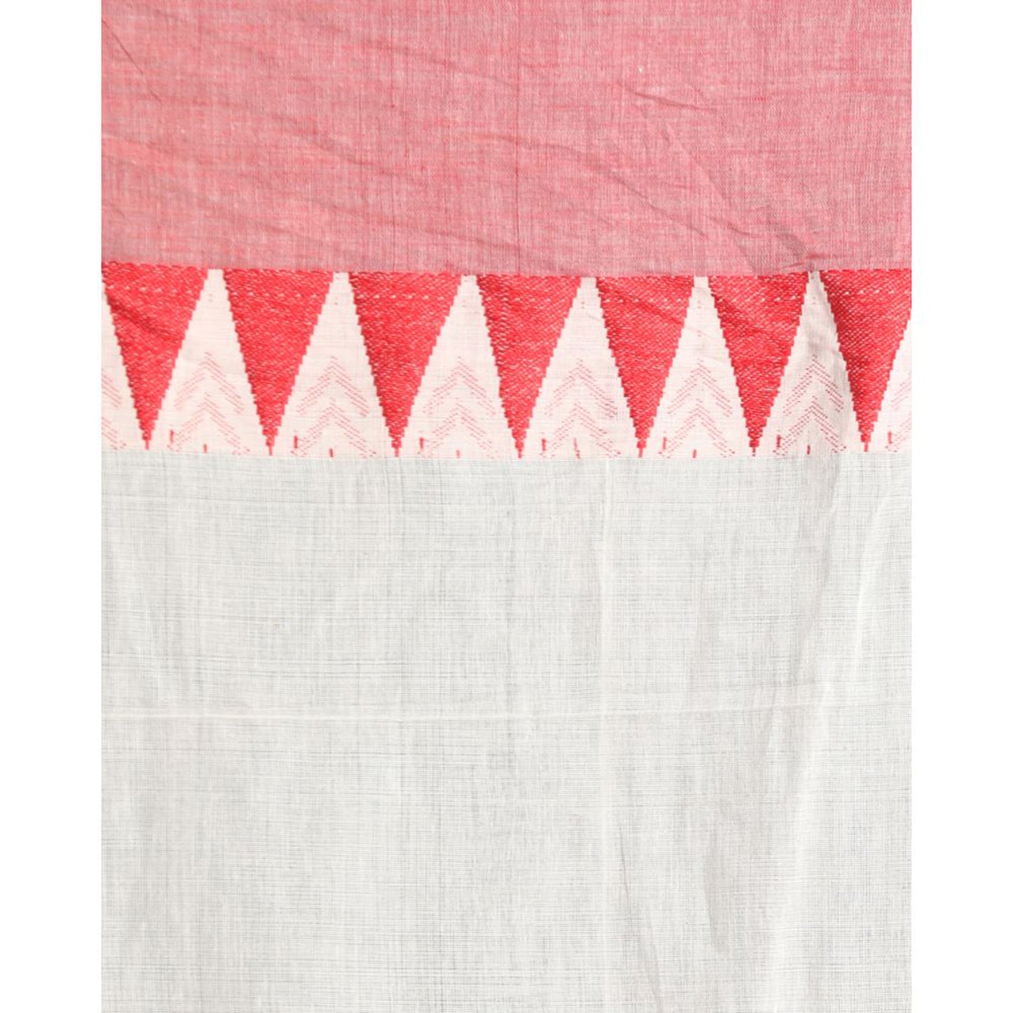 Temple Design White Cotton Handloom Tangail Saree