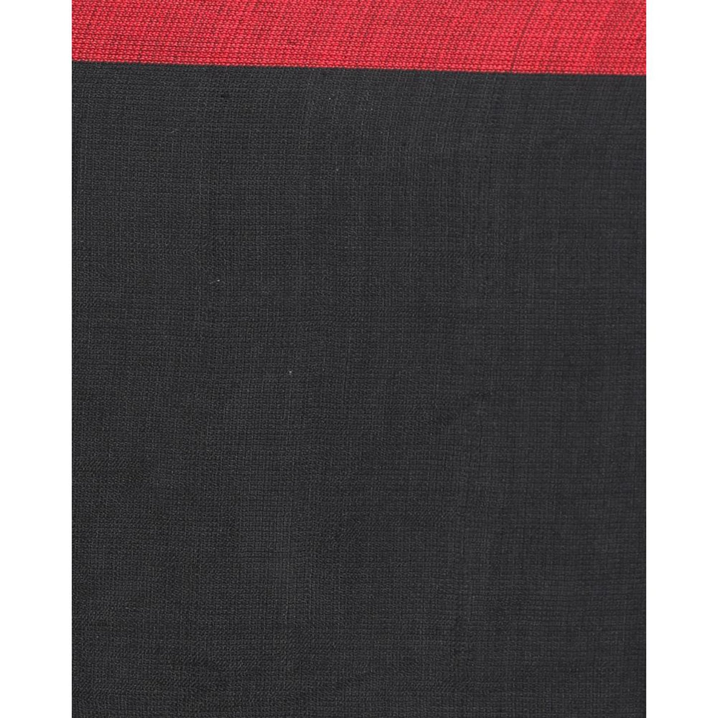 All Over Handwoven Work Black Red Check Cotton Saree