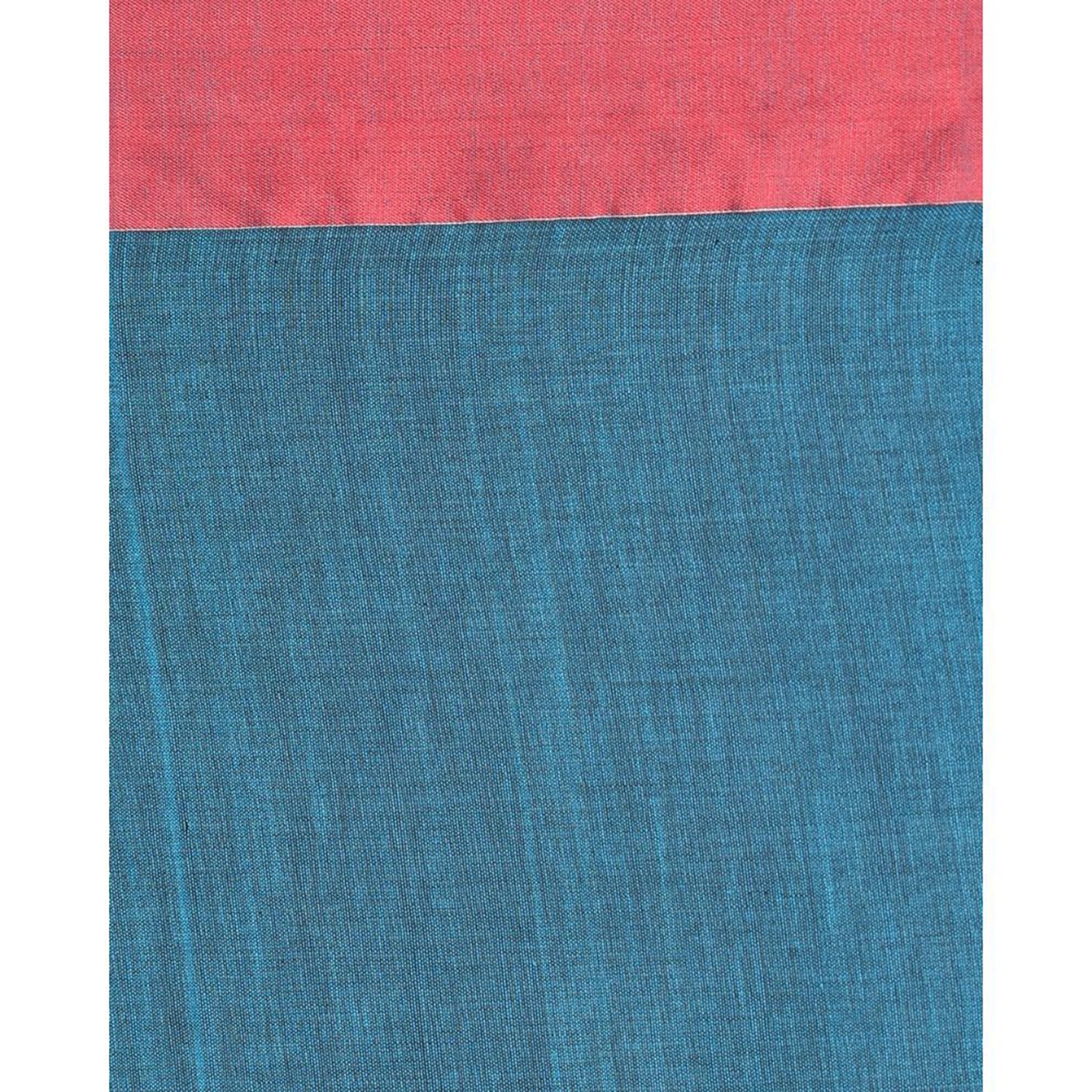 Teal Cotton Handloom Saree With Weaving Motif