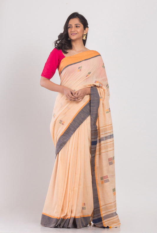 Beige Cotton Handloom Saree