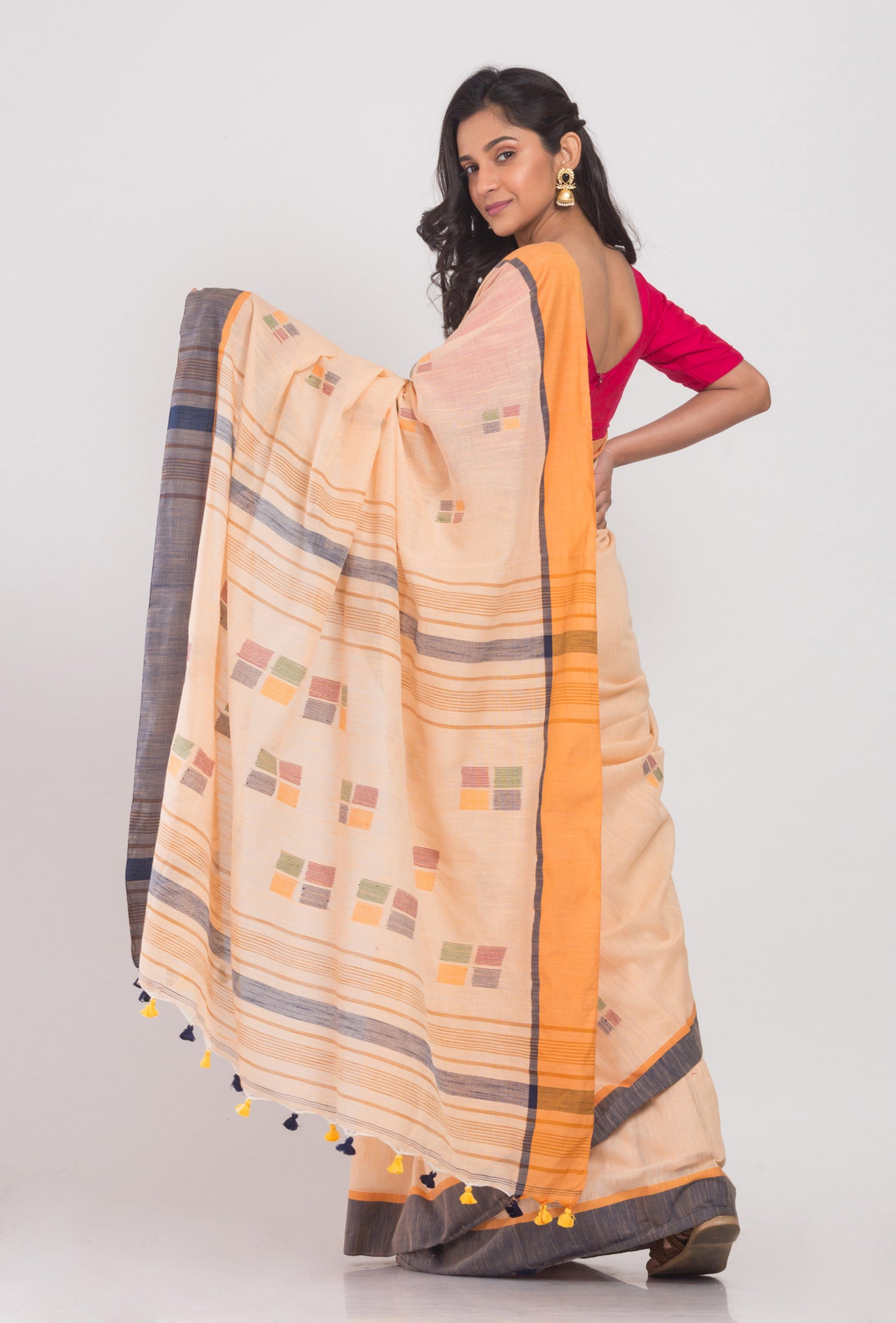 Beige Cotton Handloom Saree