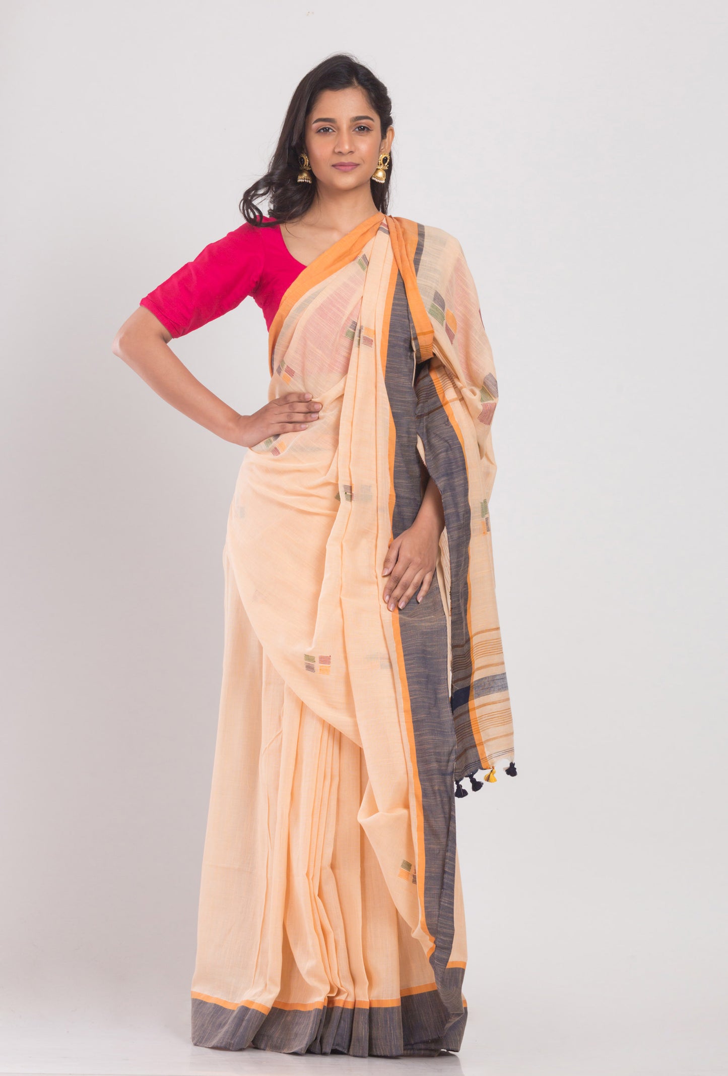 Beige Cotton Handloom Saree