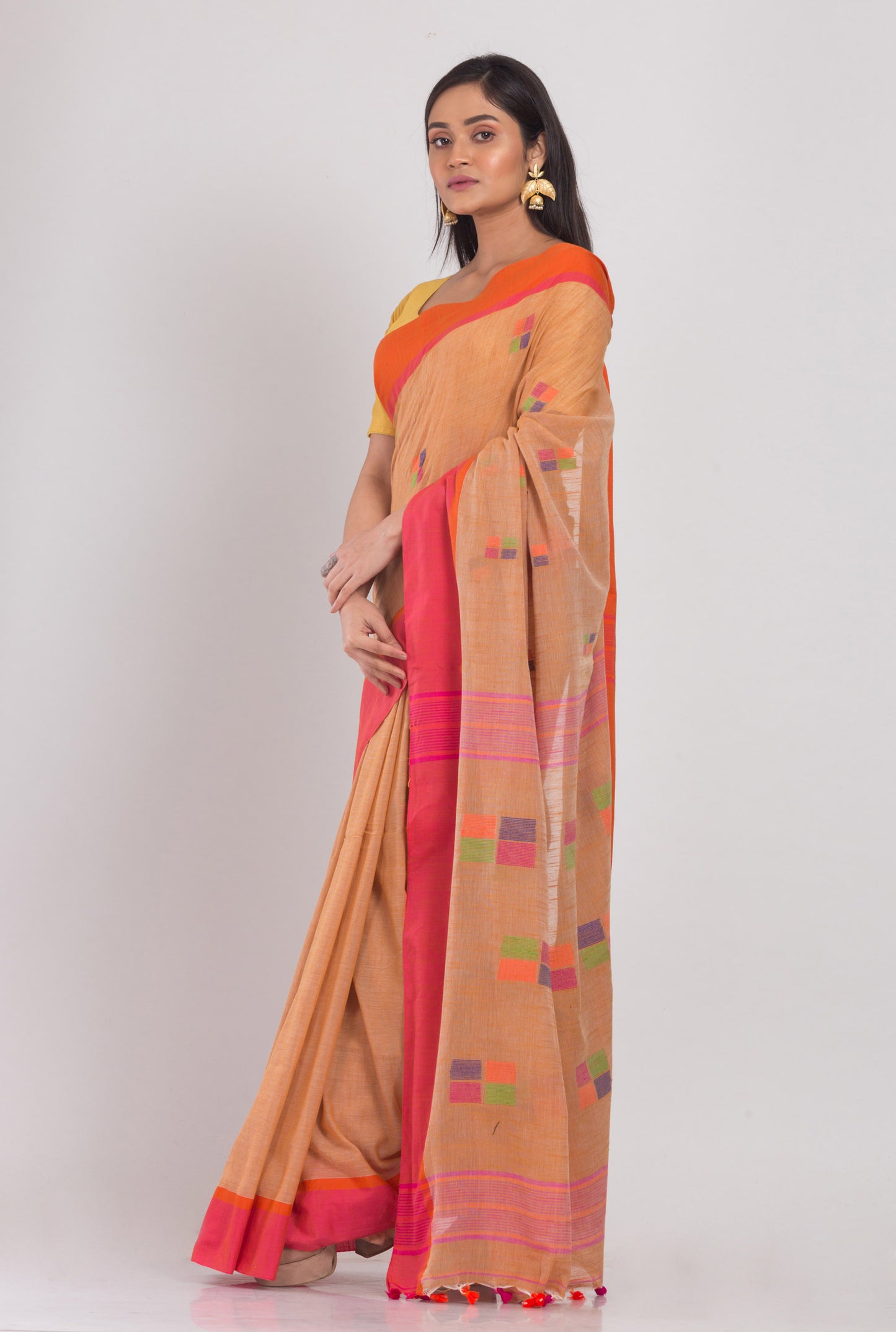 Beige Cotton Handloom Saree