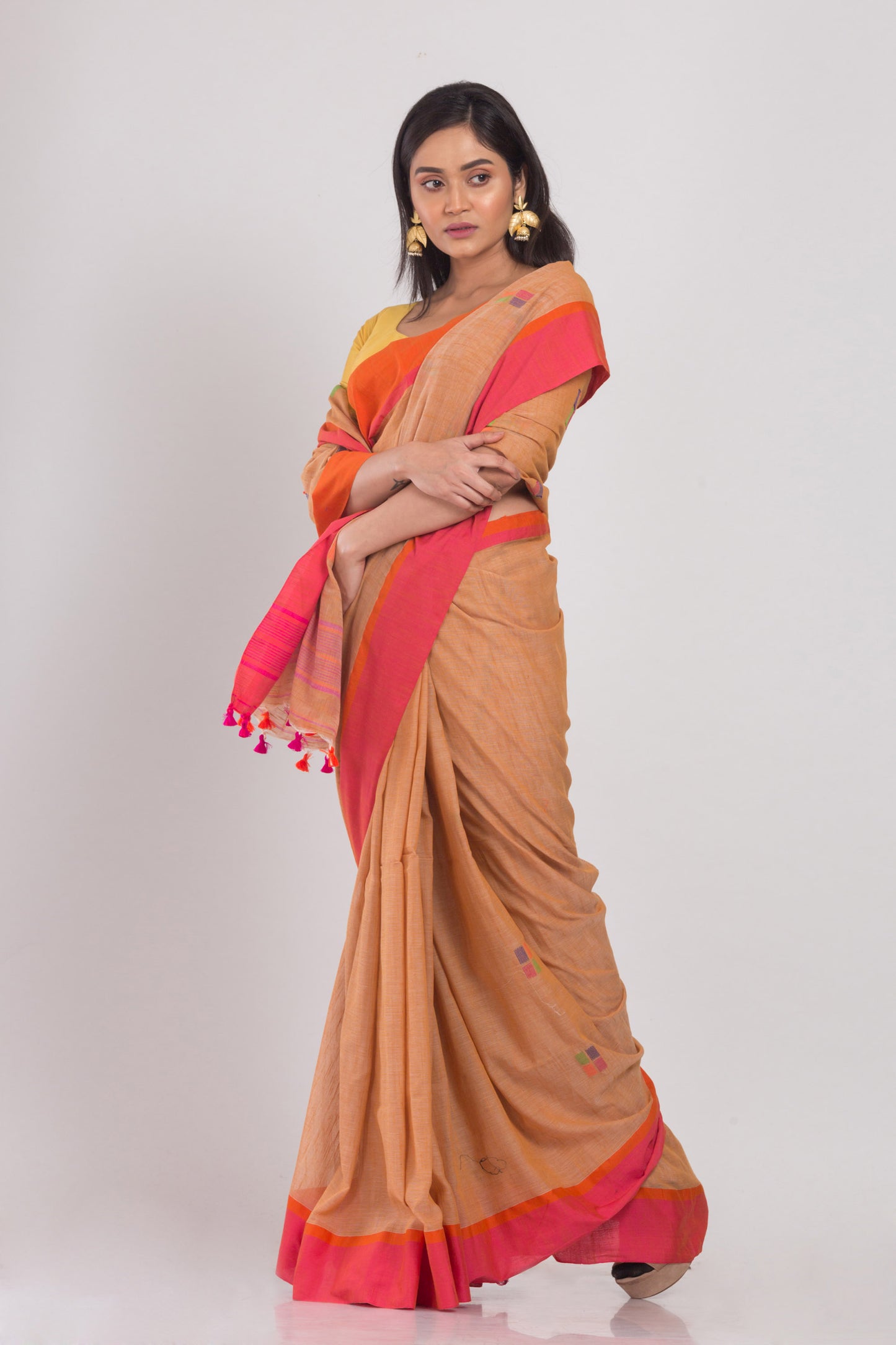 Beige Cotton Handloom Saree