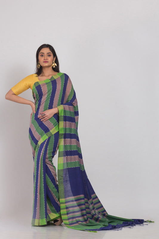 Multicolor handloom Cotton saree