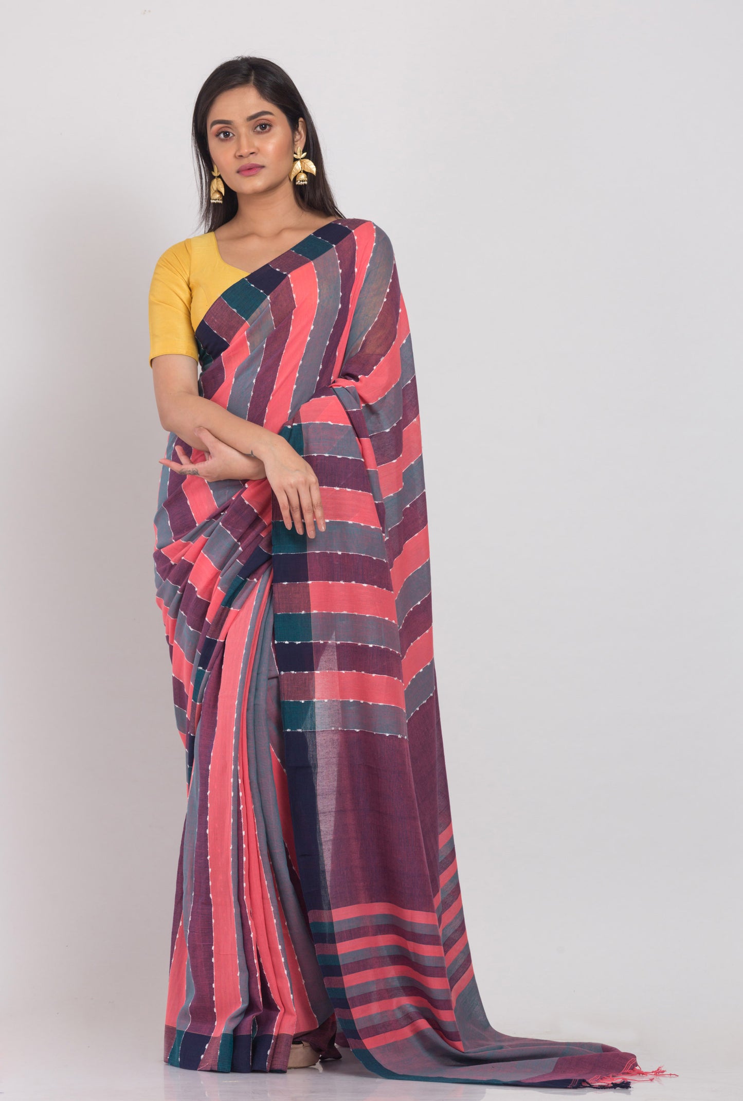 Multicolor Cotton handloom saree