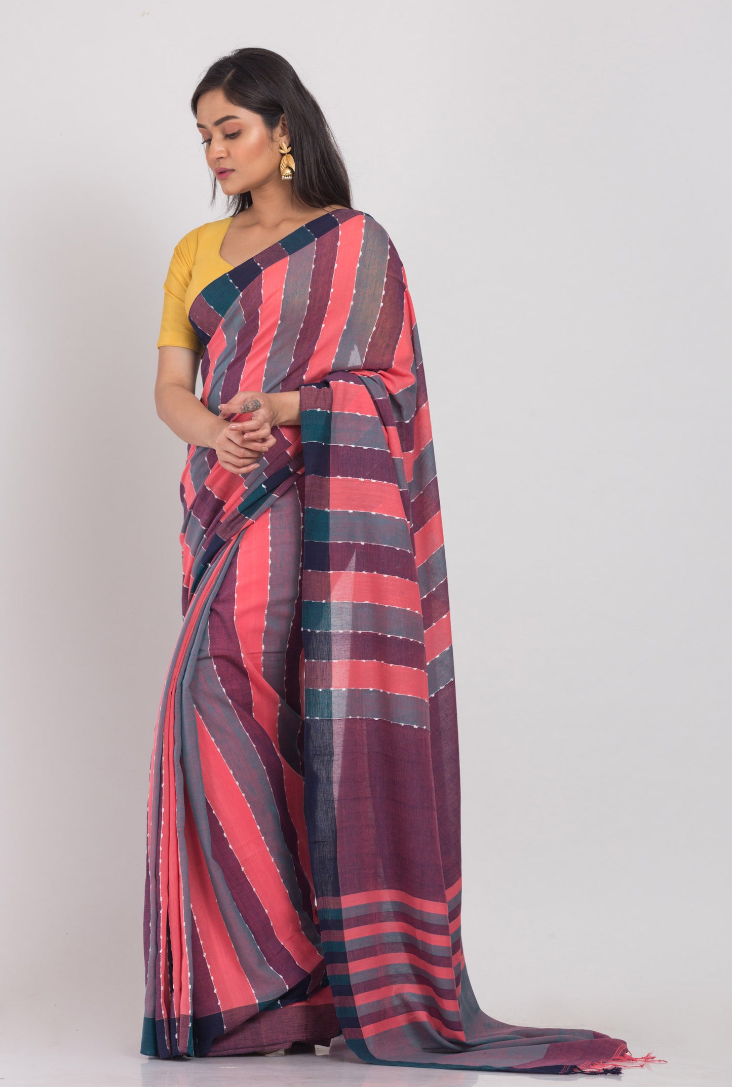 Multicolor Cotton handloom saree