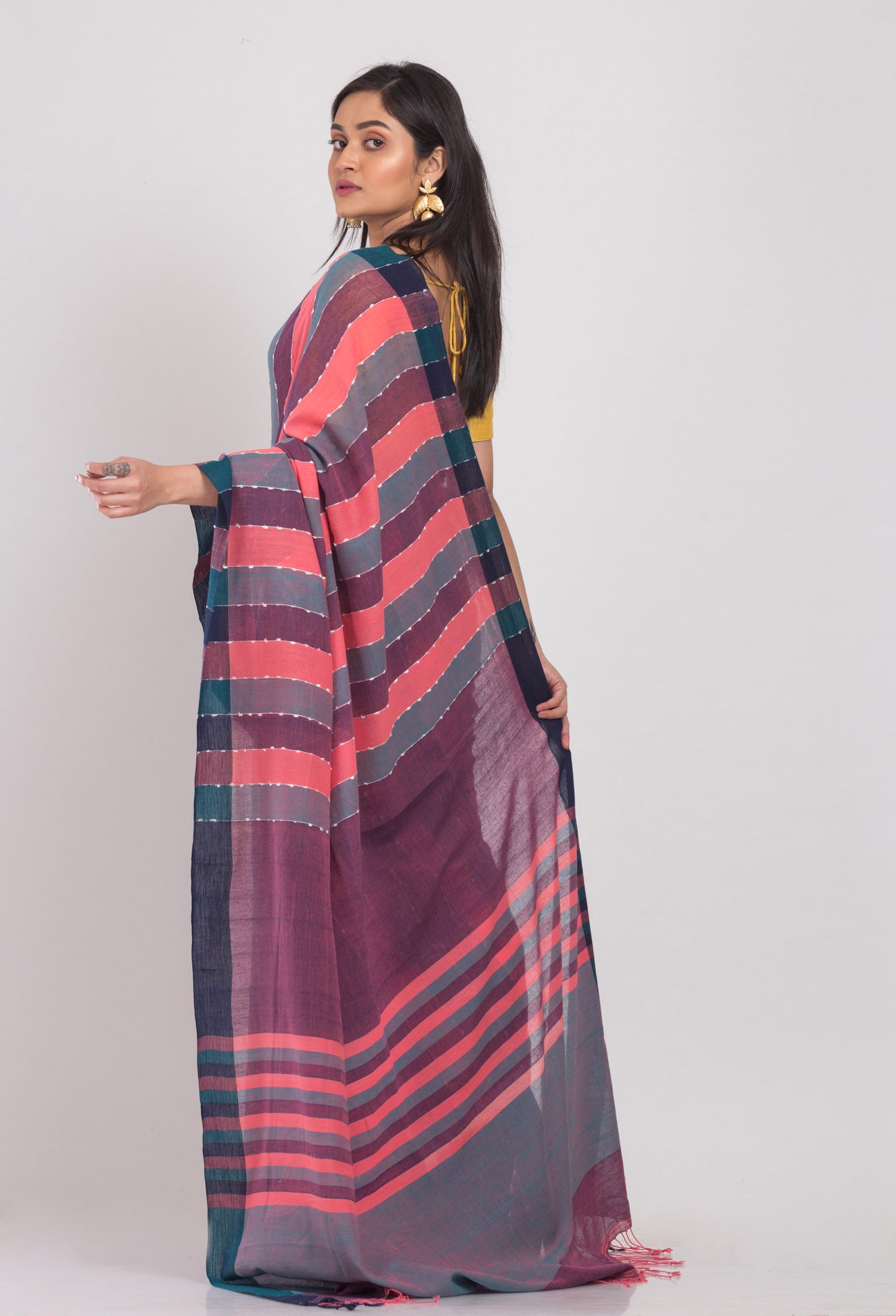 Multicolor Cotton handloom saree