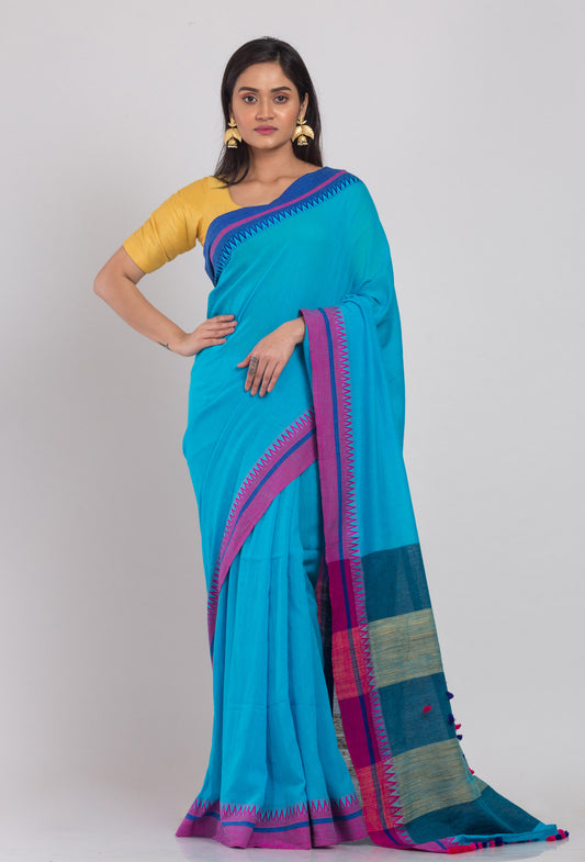 Blue Handloom Cotton Saree