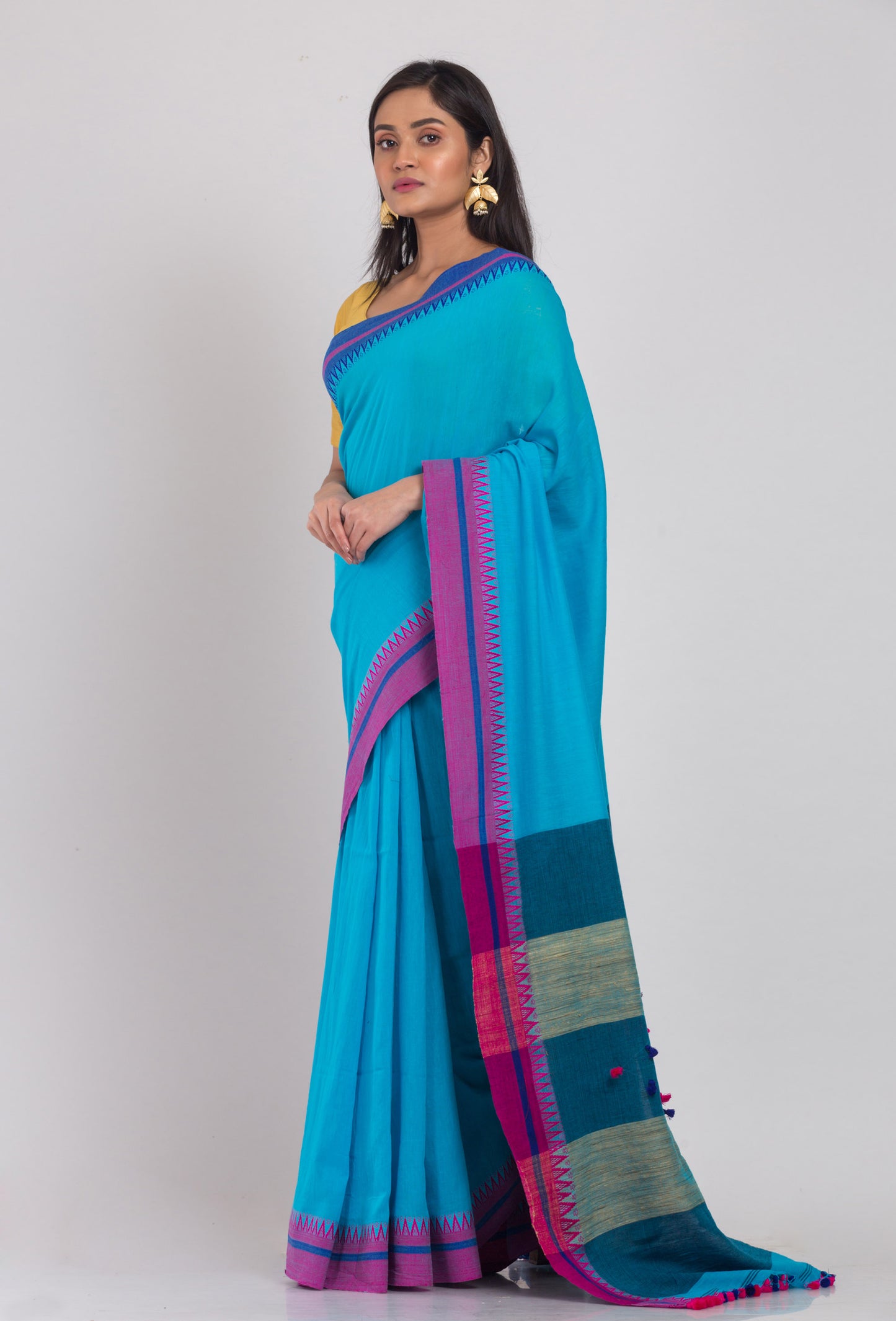 Blue Handloom Cotton Saree