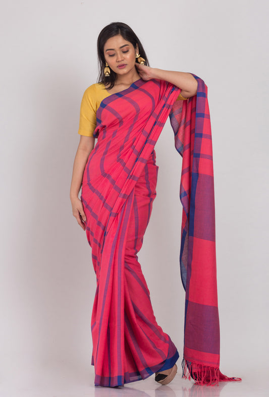 Pink Handloom Cotton Saree