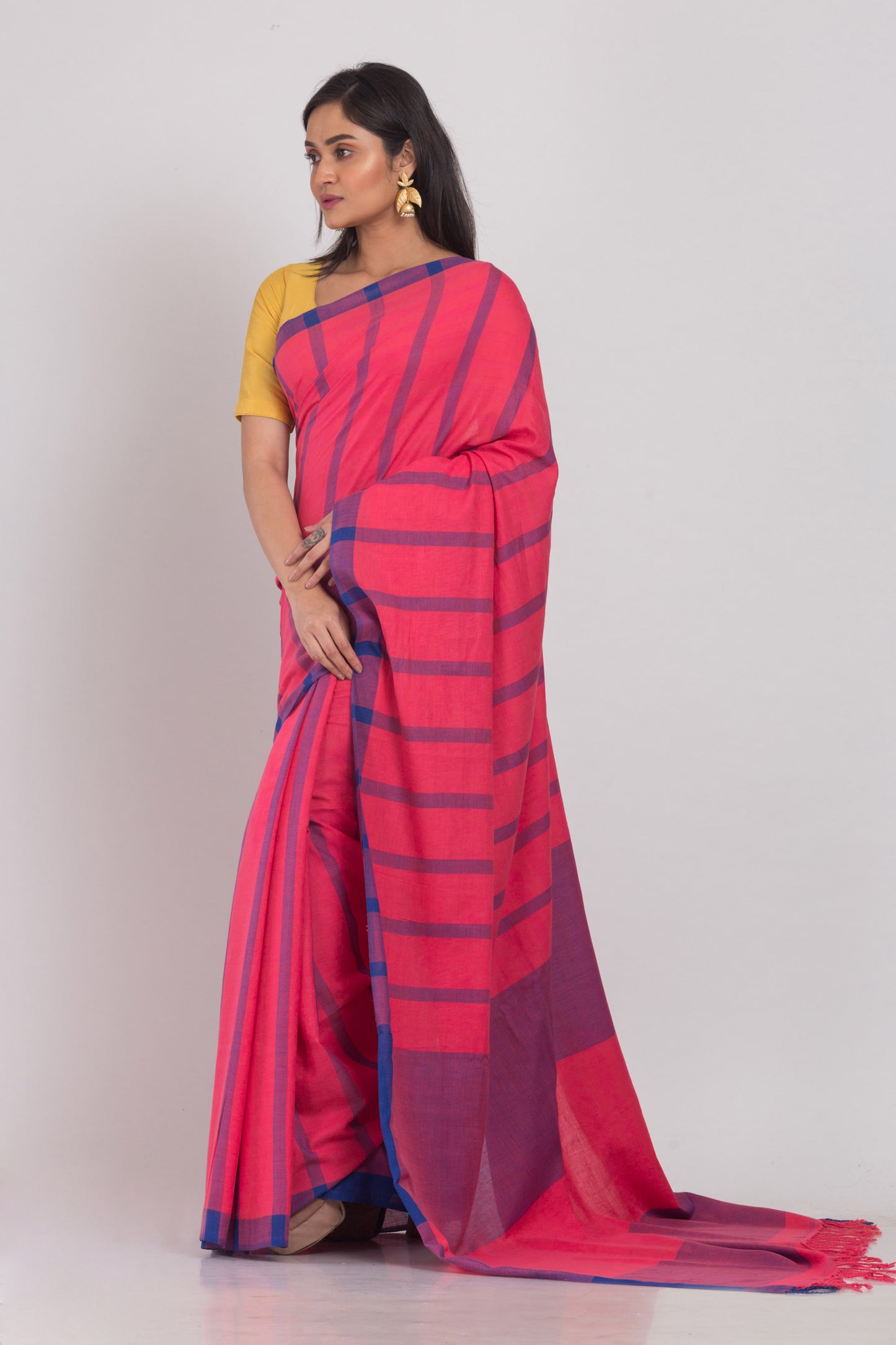 Pink Handloom Cotton Saree