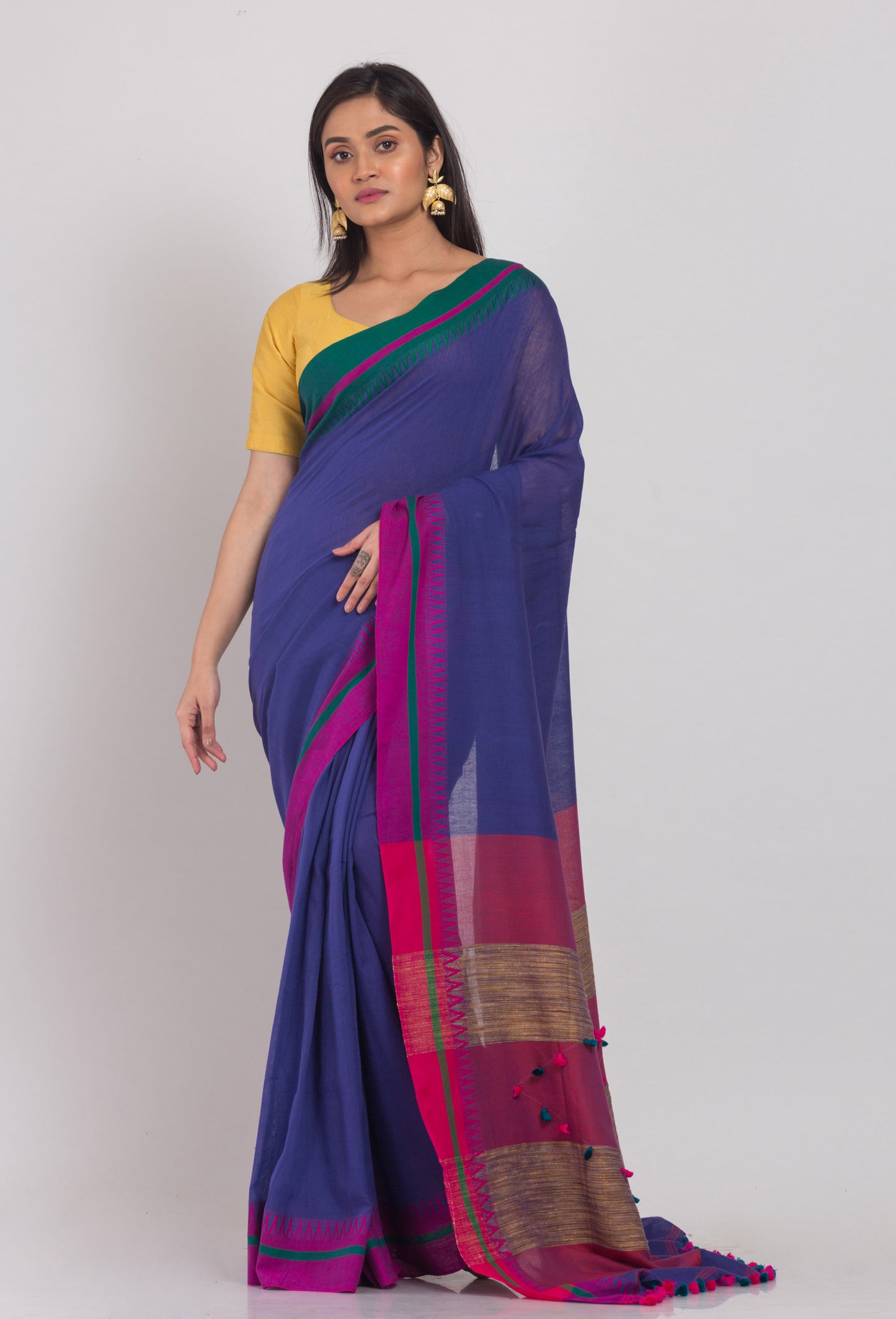 Indigo Handloom Cotton Saree